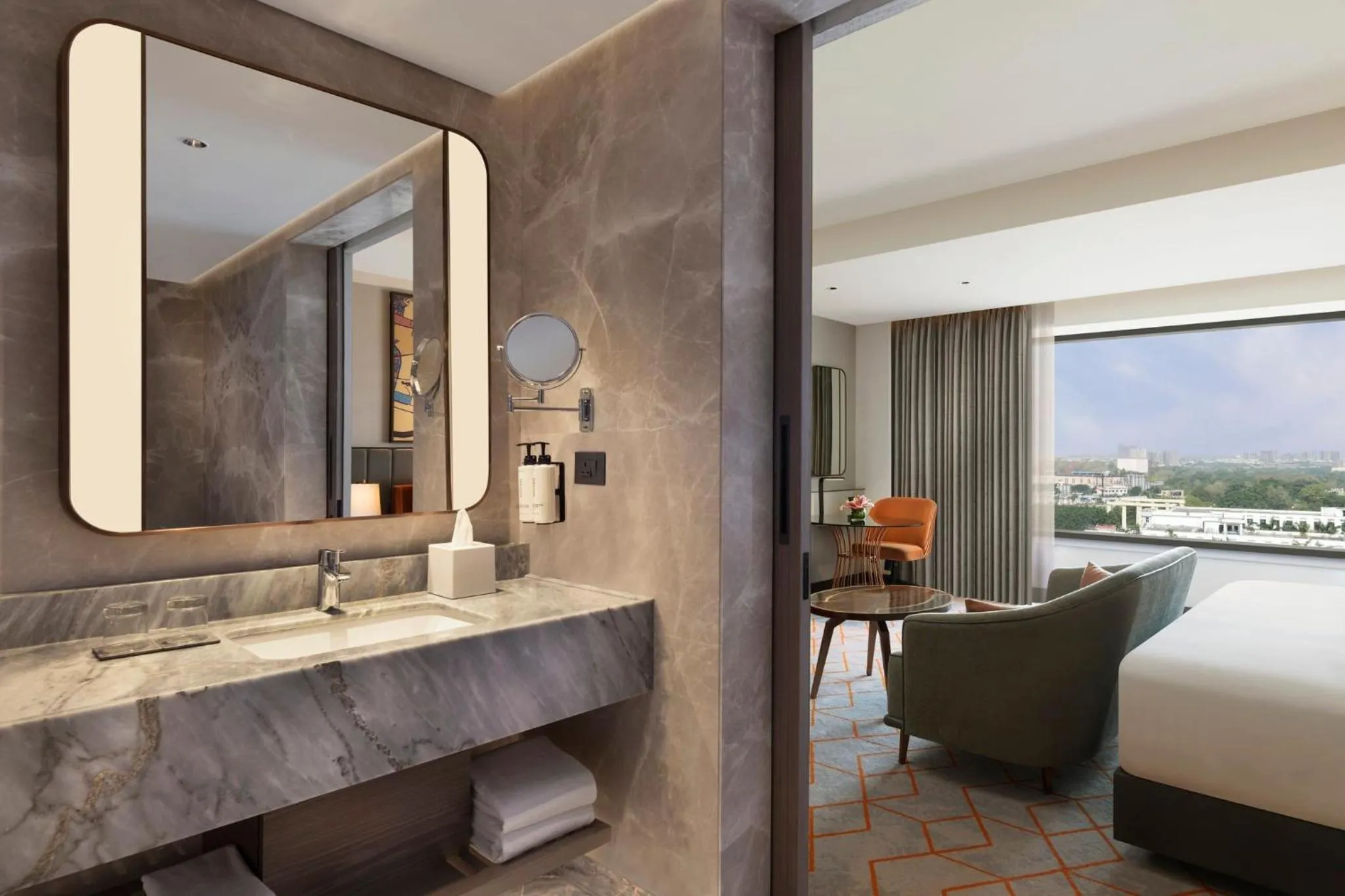 Bathroom, Bed in Crowne Plaza Lucknow by IHG