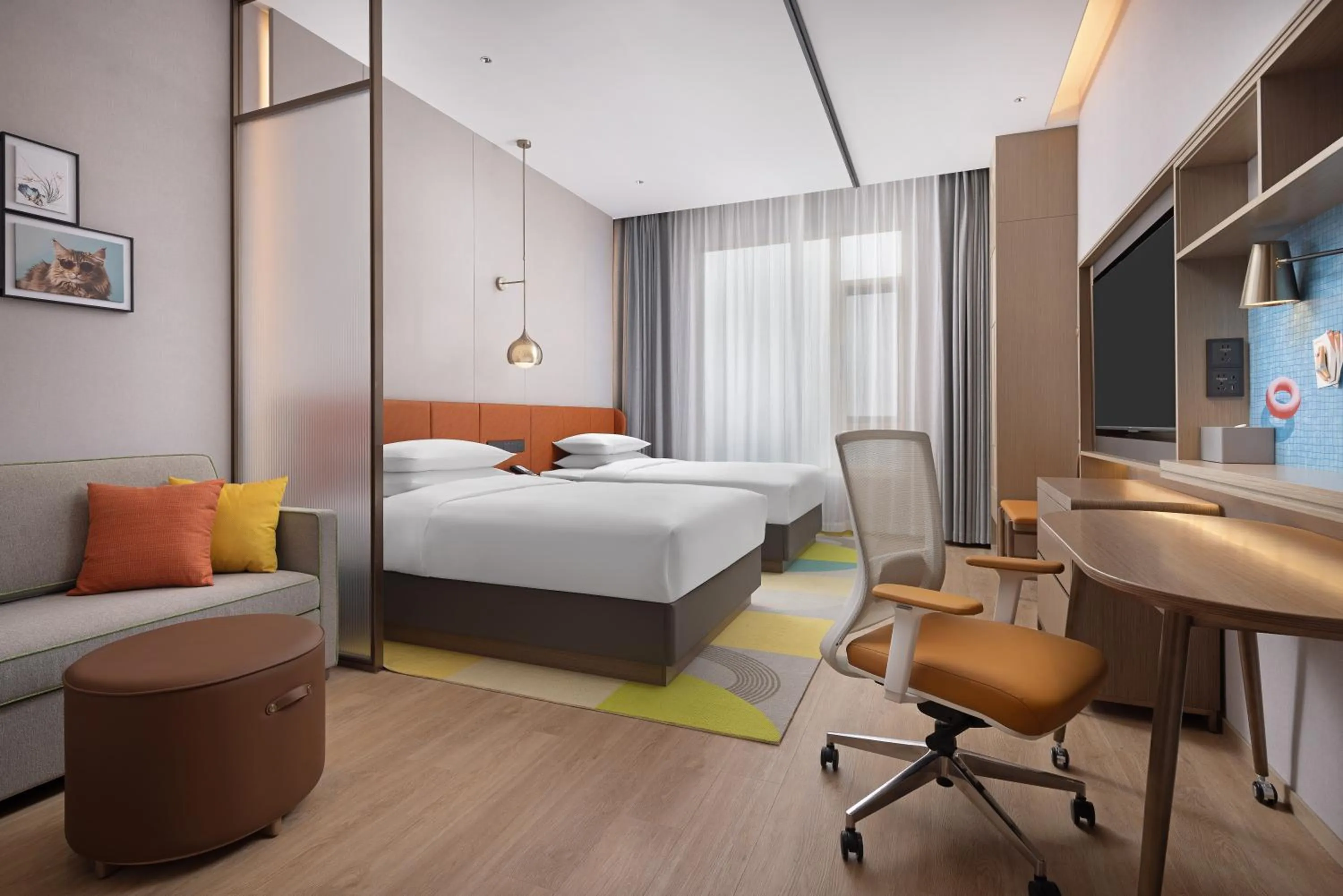 Photo of the whole room, Bed in Home2 Suite by Hilton Fuyang Taihe