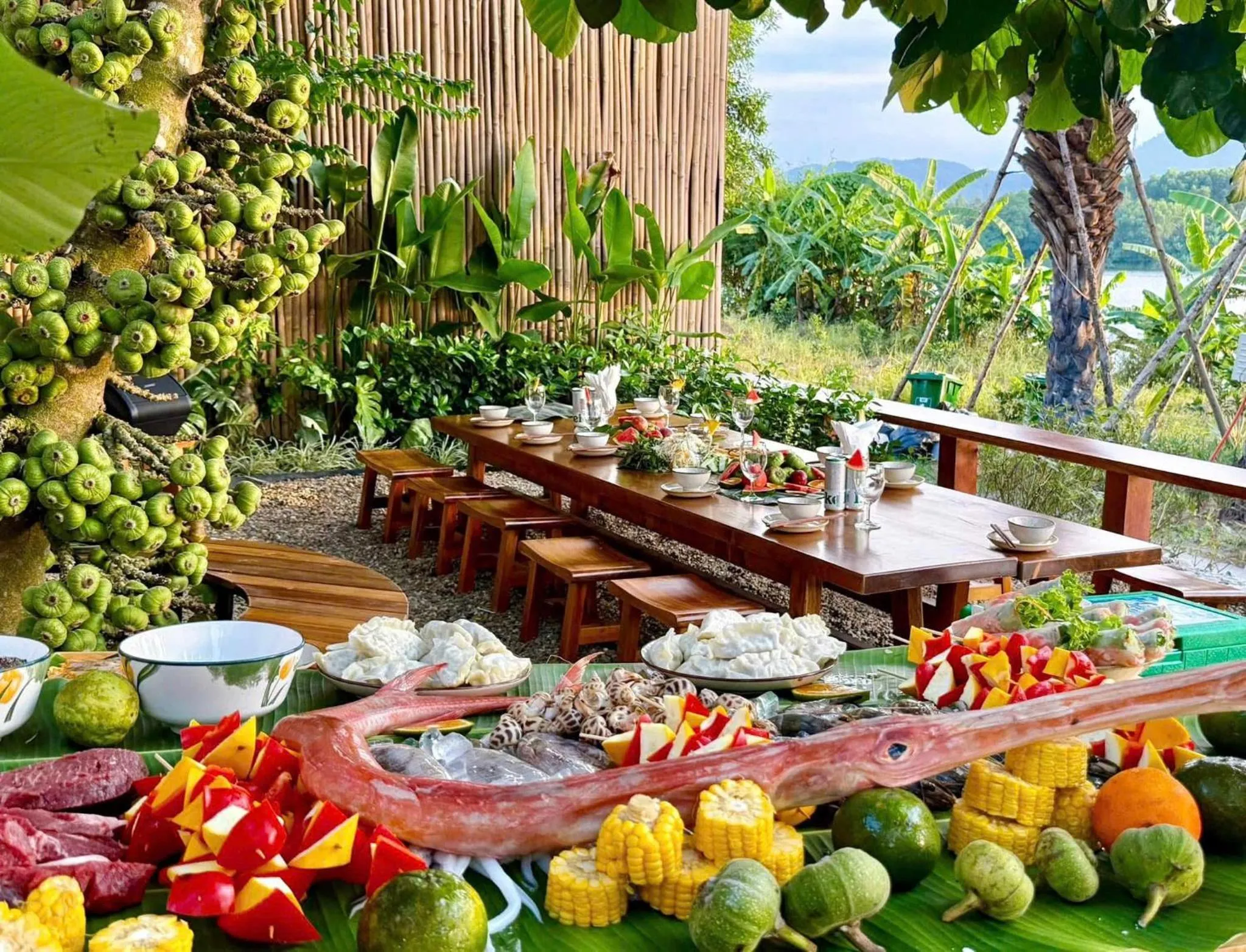 BBQ facilities in Vả Riverside Retreat