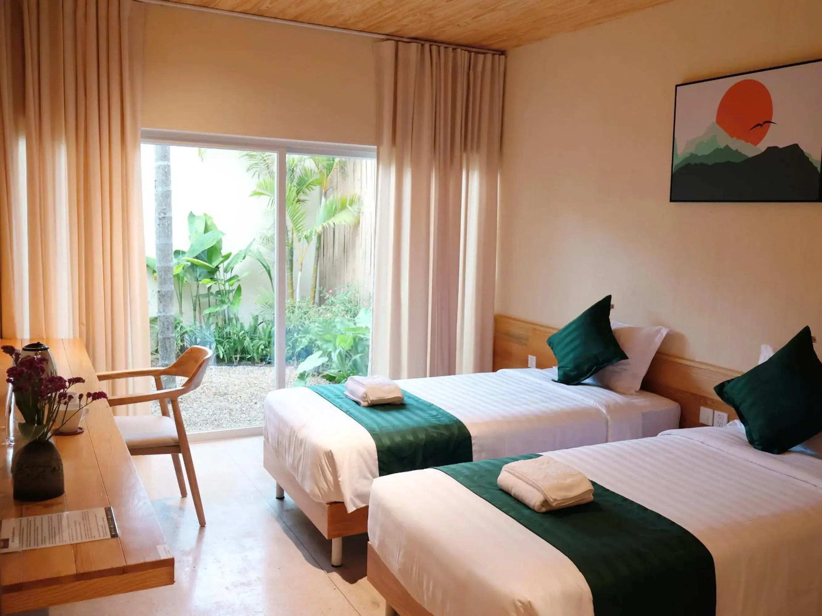 Twin Room with Garden View in Vả Riverside Retreat Twin Room with Garden View in Vả Riverside Retreat