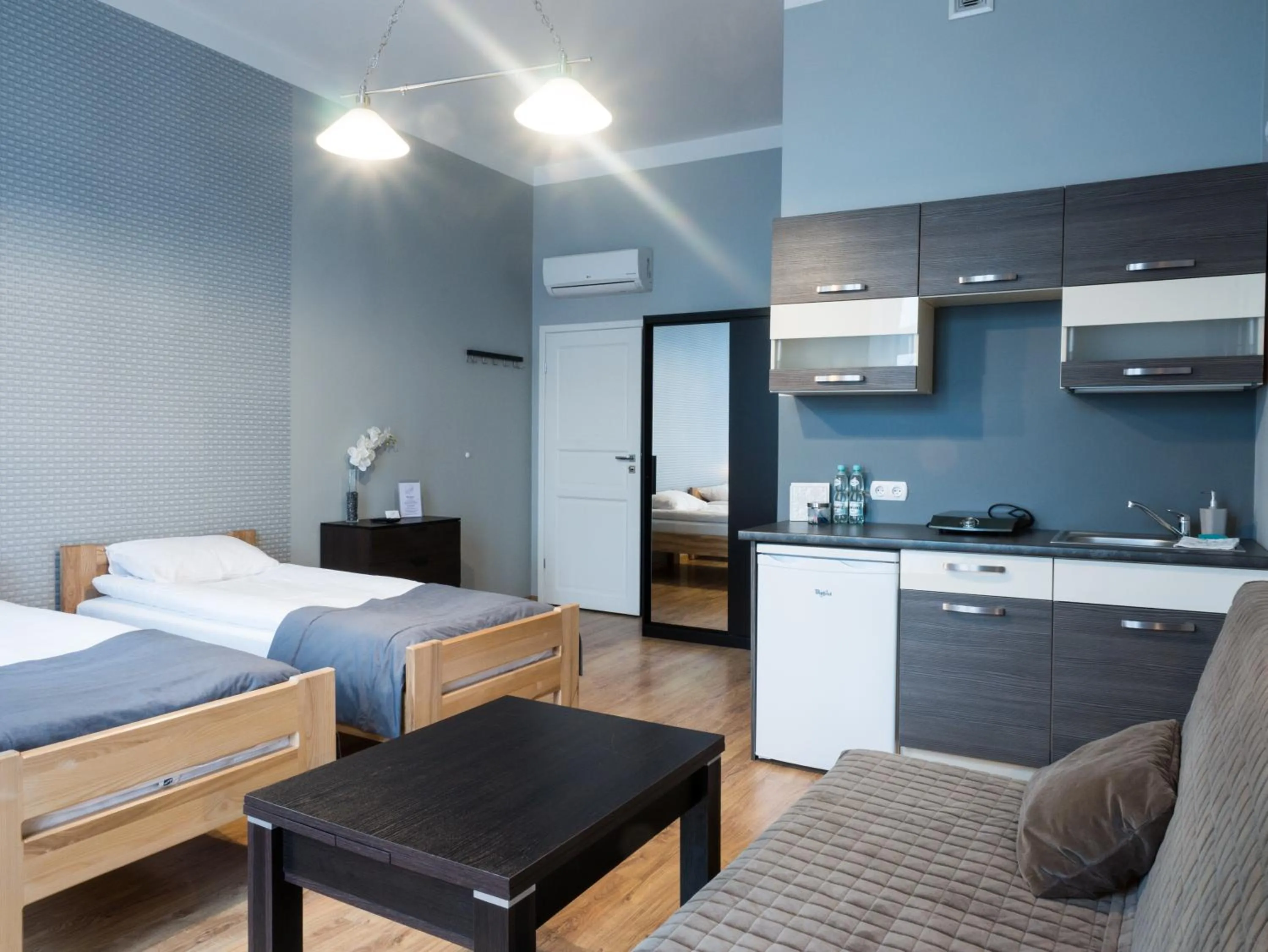 Kitchen or kitchenette, Bed in Just4You Apartments