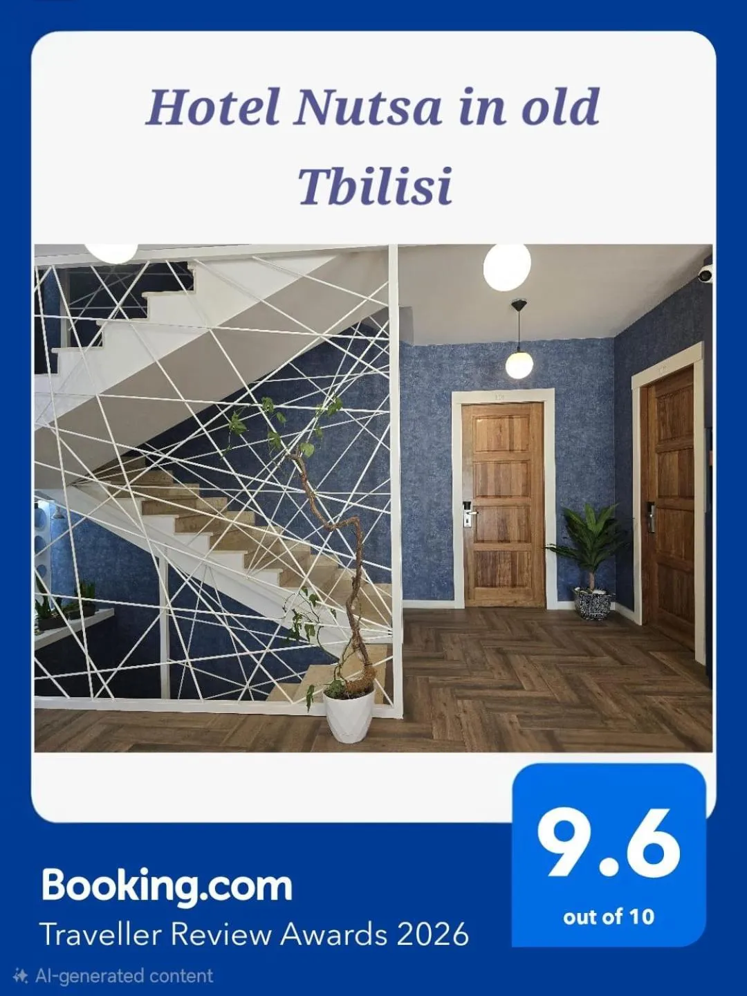 Certificate/Award in Hotel Nutsa in old Tbilisi