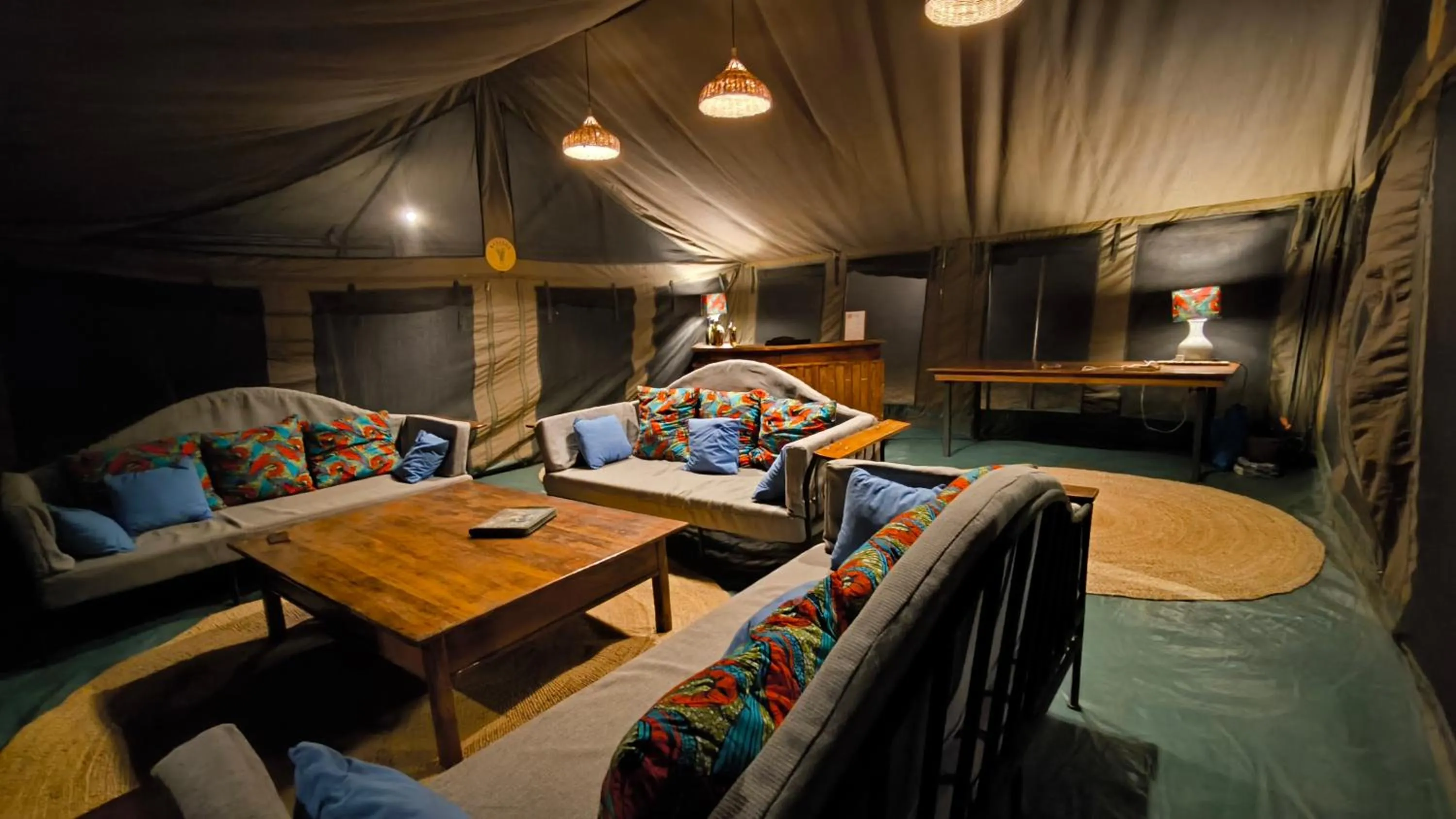 Seating area in Kananga Special Tented Camp