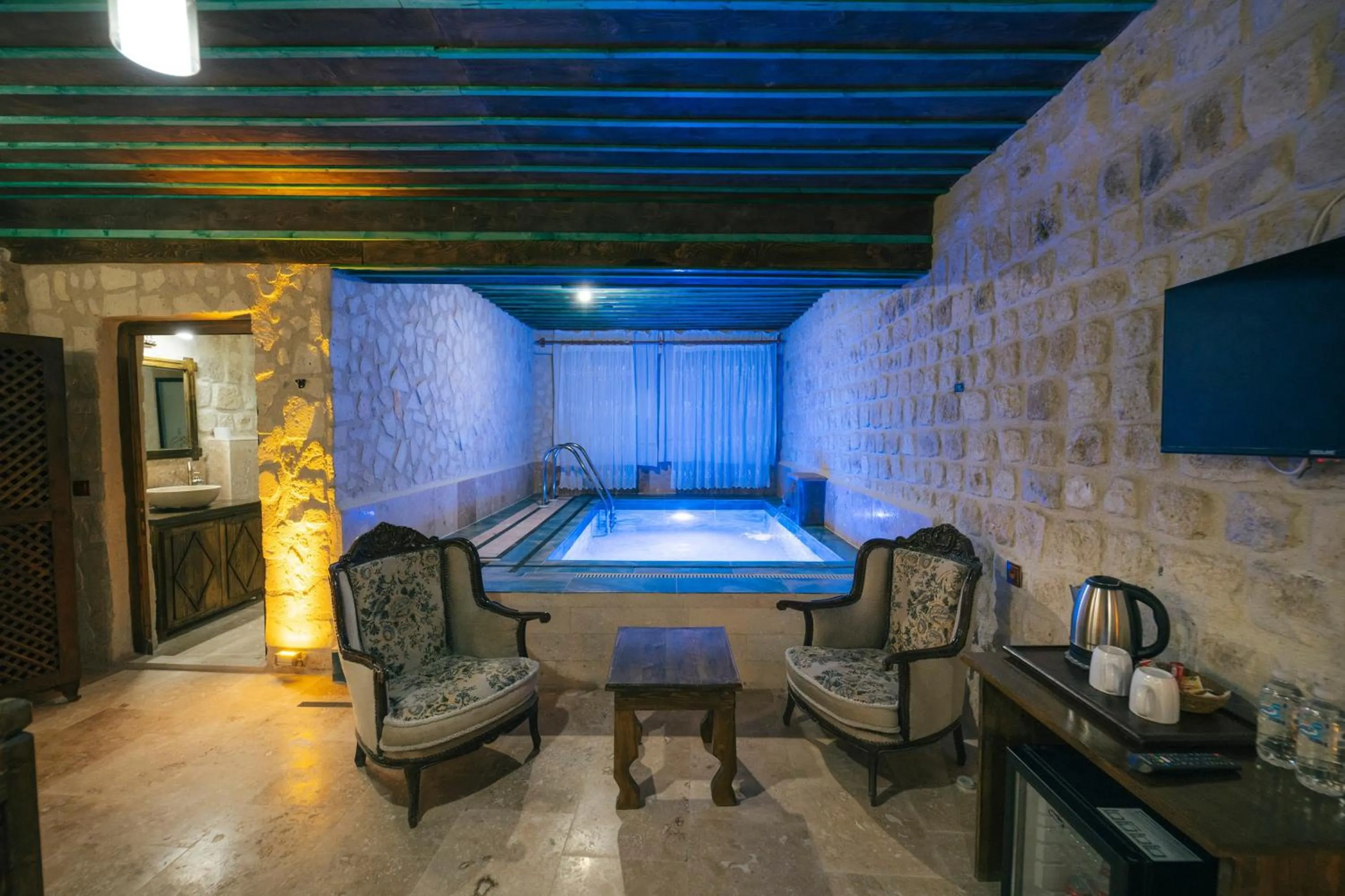Seating area in Cappatria Cave House