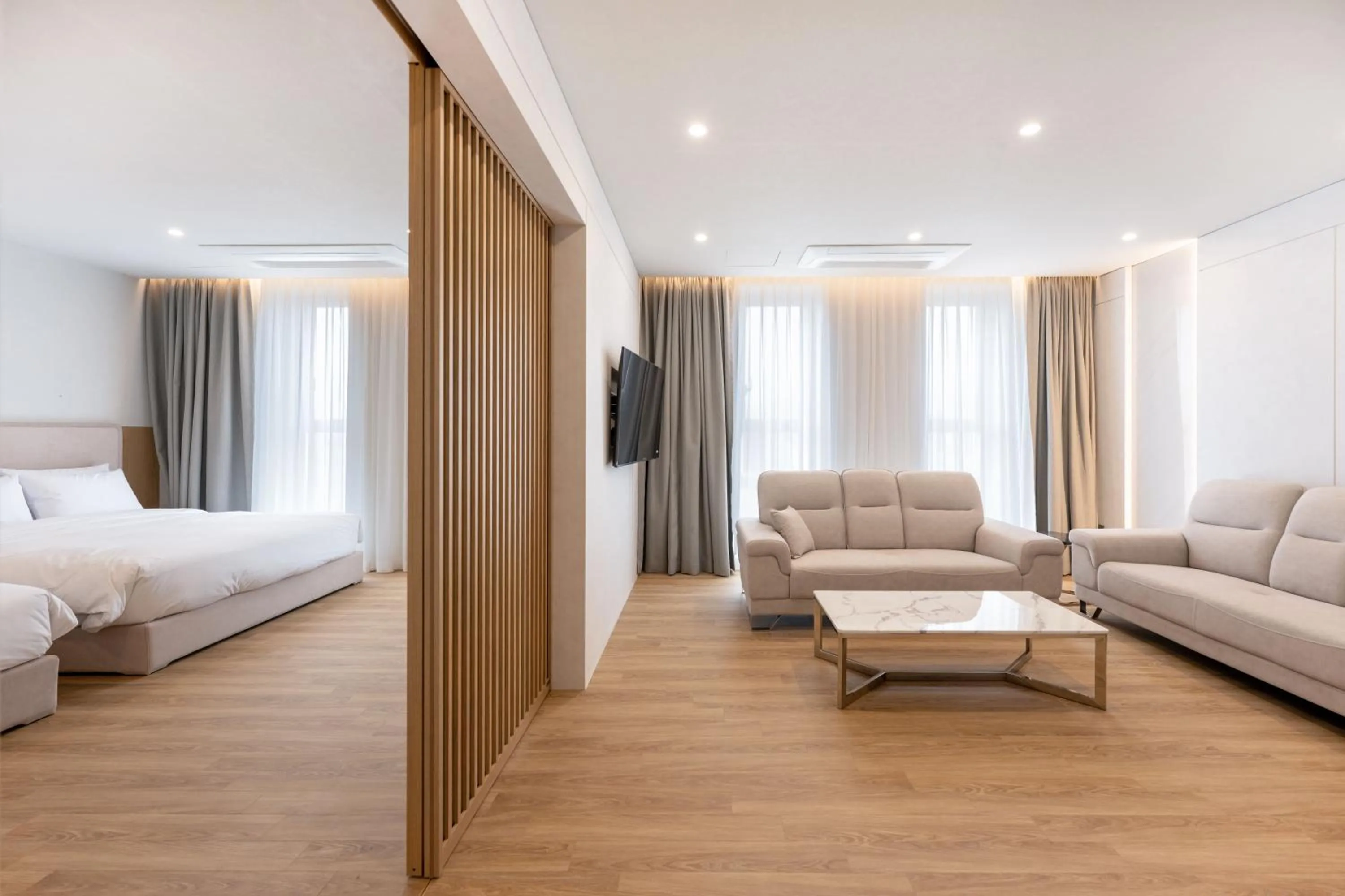 Bed in Gyeongju city hotel