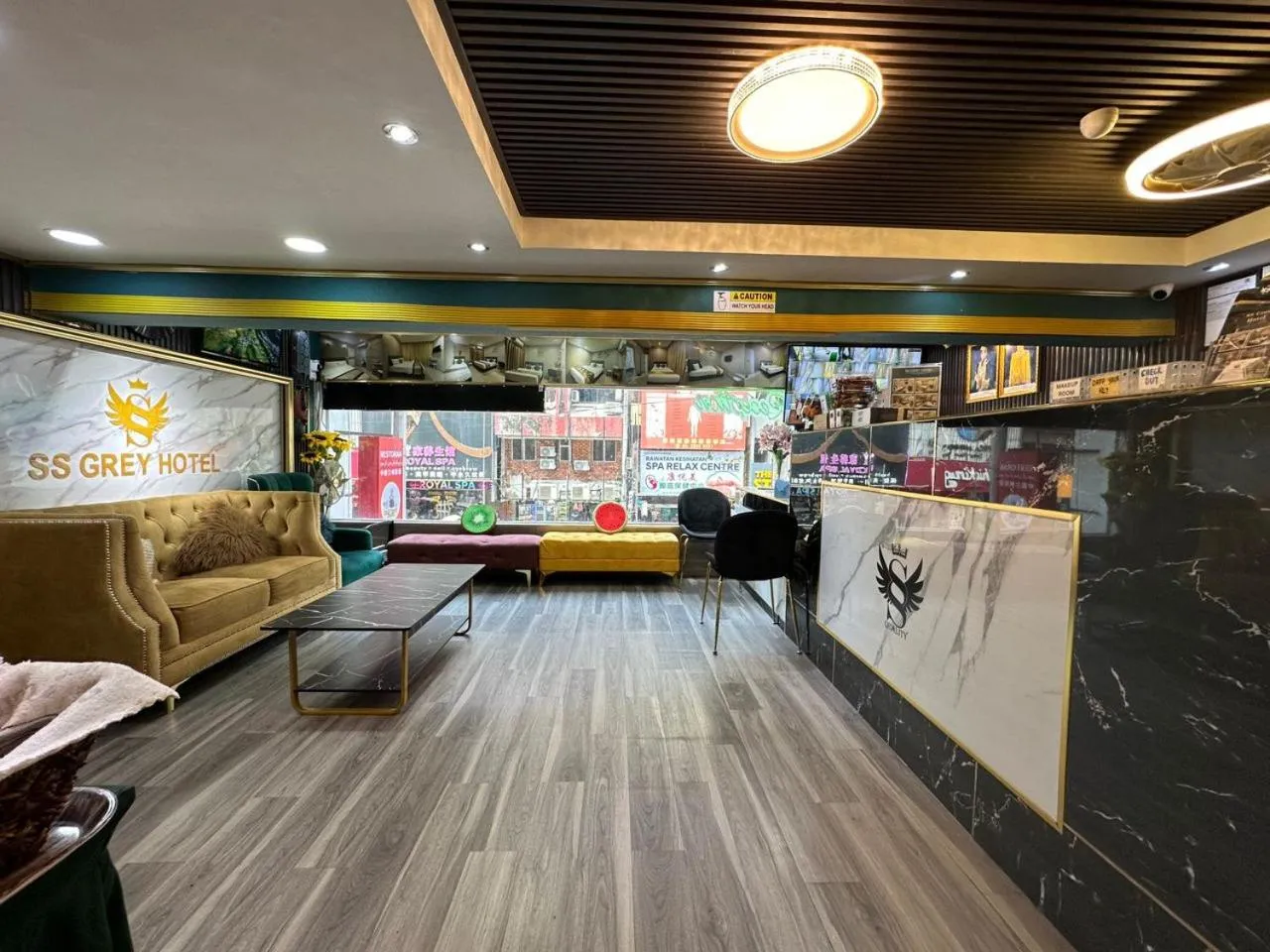 Seating area in SS Grey Hotel