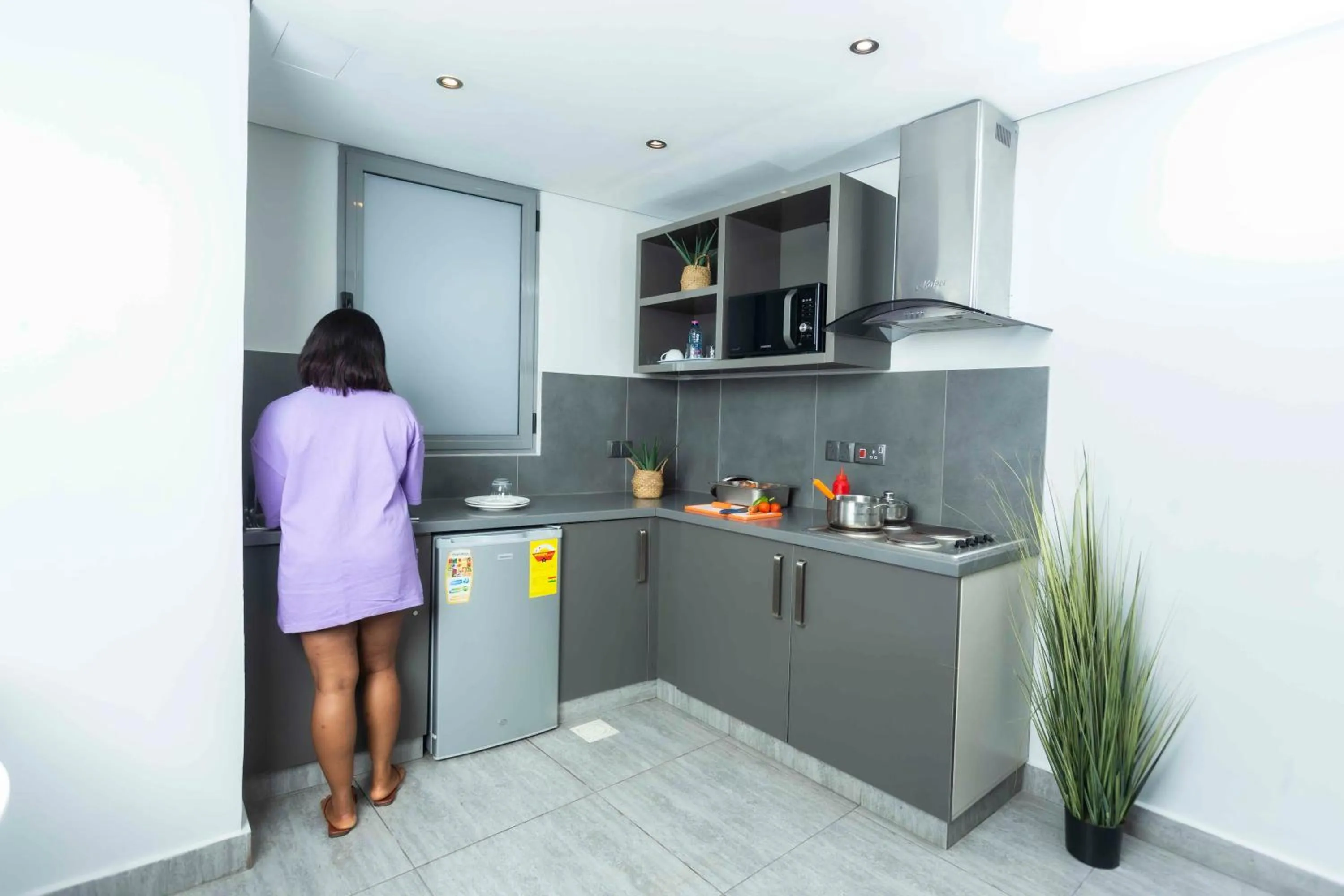 Kitchen or kitchenette in Urbano Hotel