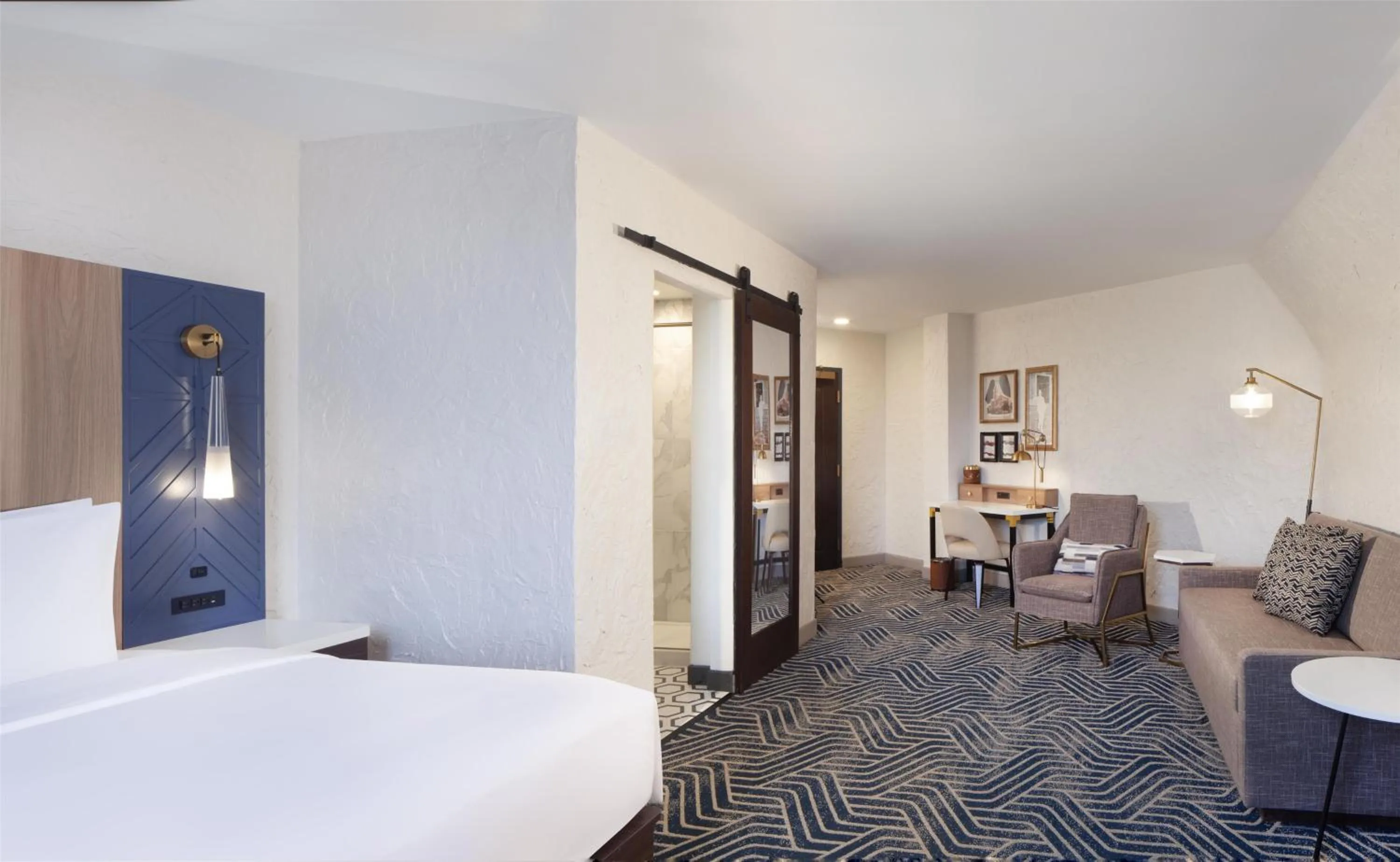 Living room, Bed in Hotel Royer Urbana Champaign, Tapestry Collection by Hilton