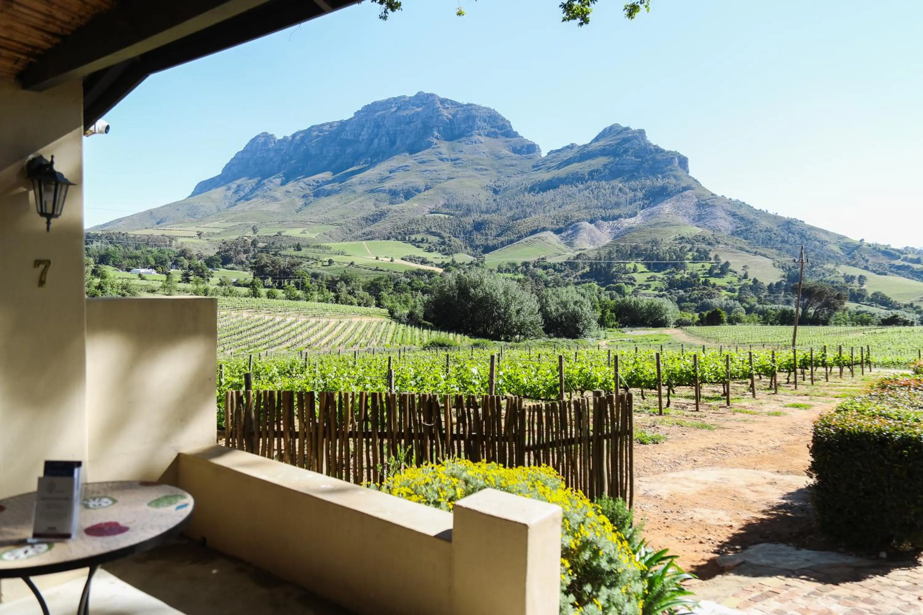 Garden view in Le Pommier Wine Estate