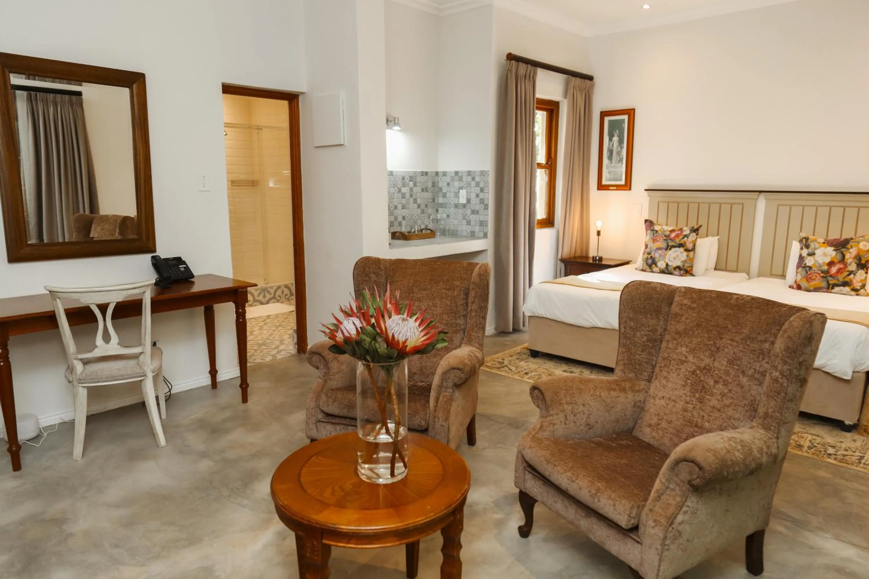 Seating area, Bed in Le Pommier Wine Estate