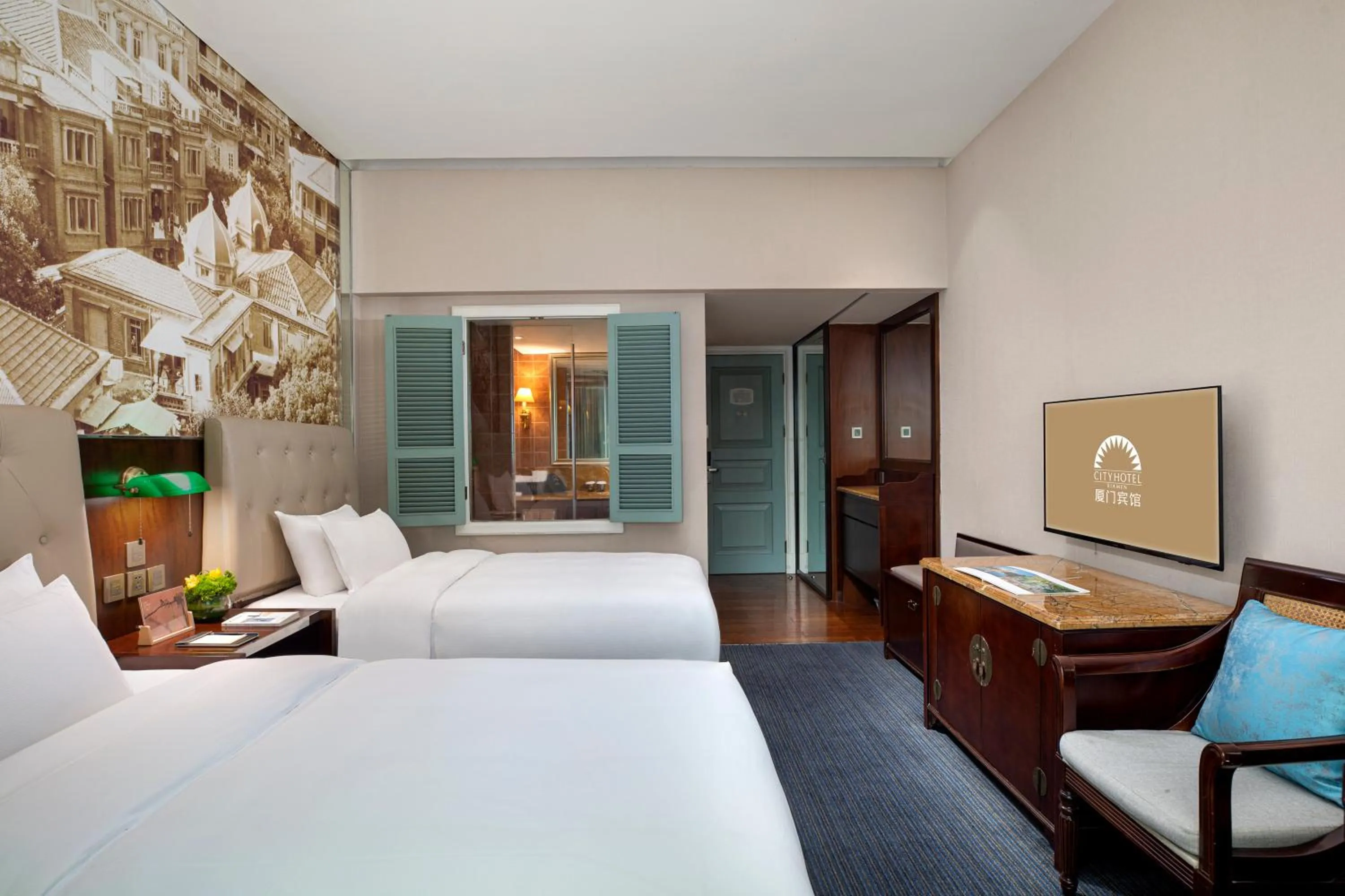 Bedroom, Bed in City Hotel Xiamen-Free Welcome Fruits