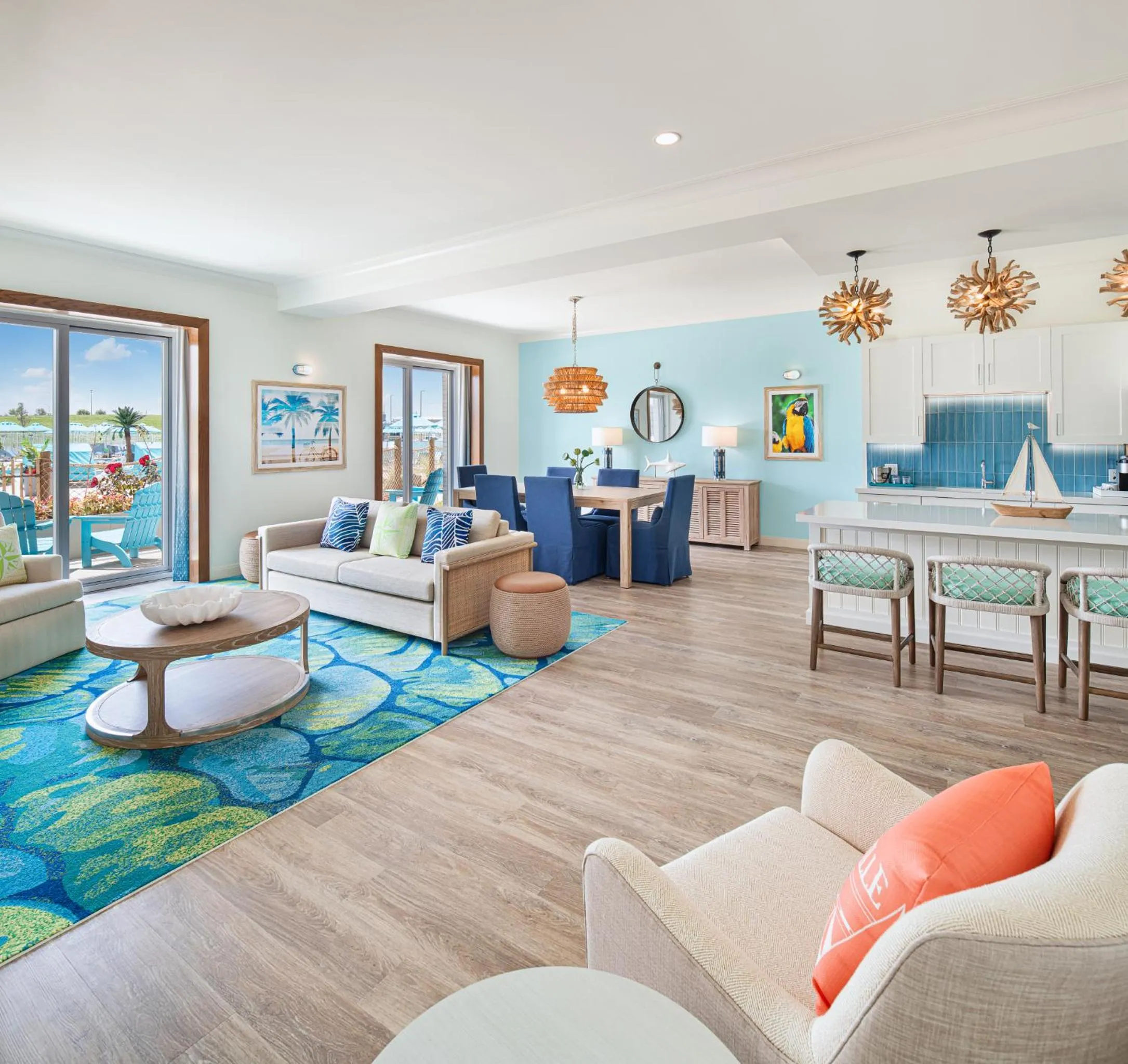 Living room in Margaritaville Hotel Kansas City