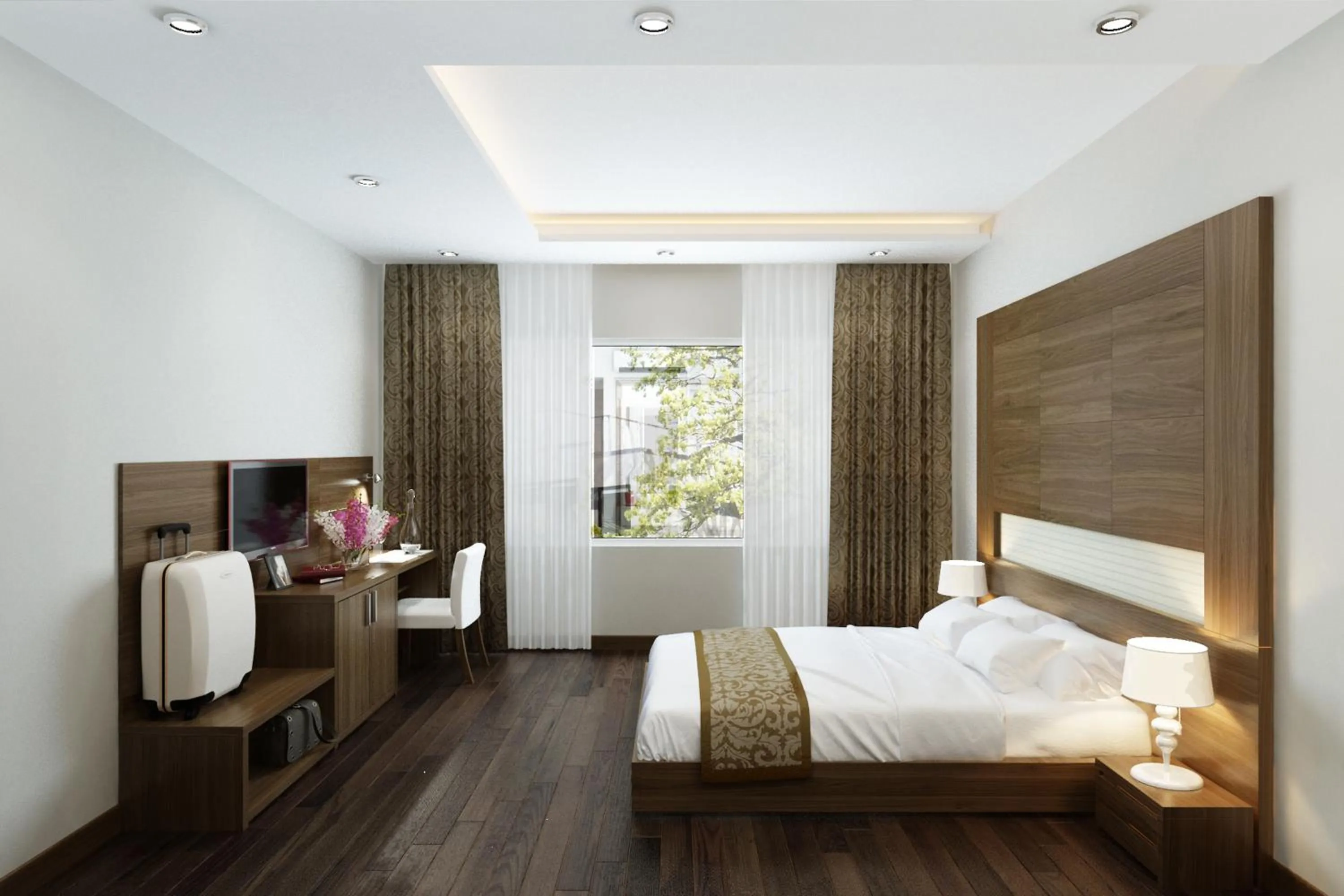 Bedroom, Bed in Eco Luxury Hotel Hanoi