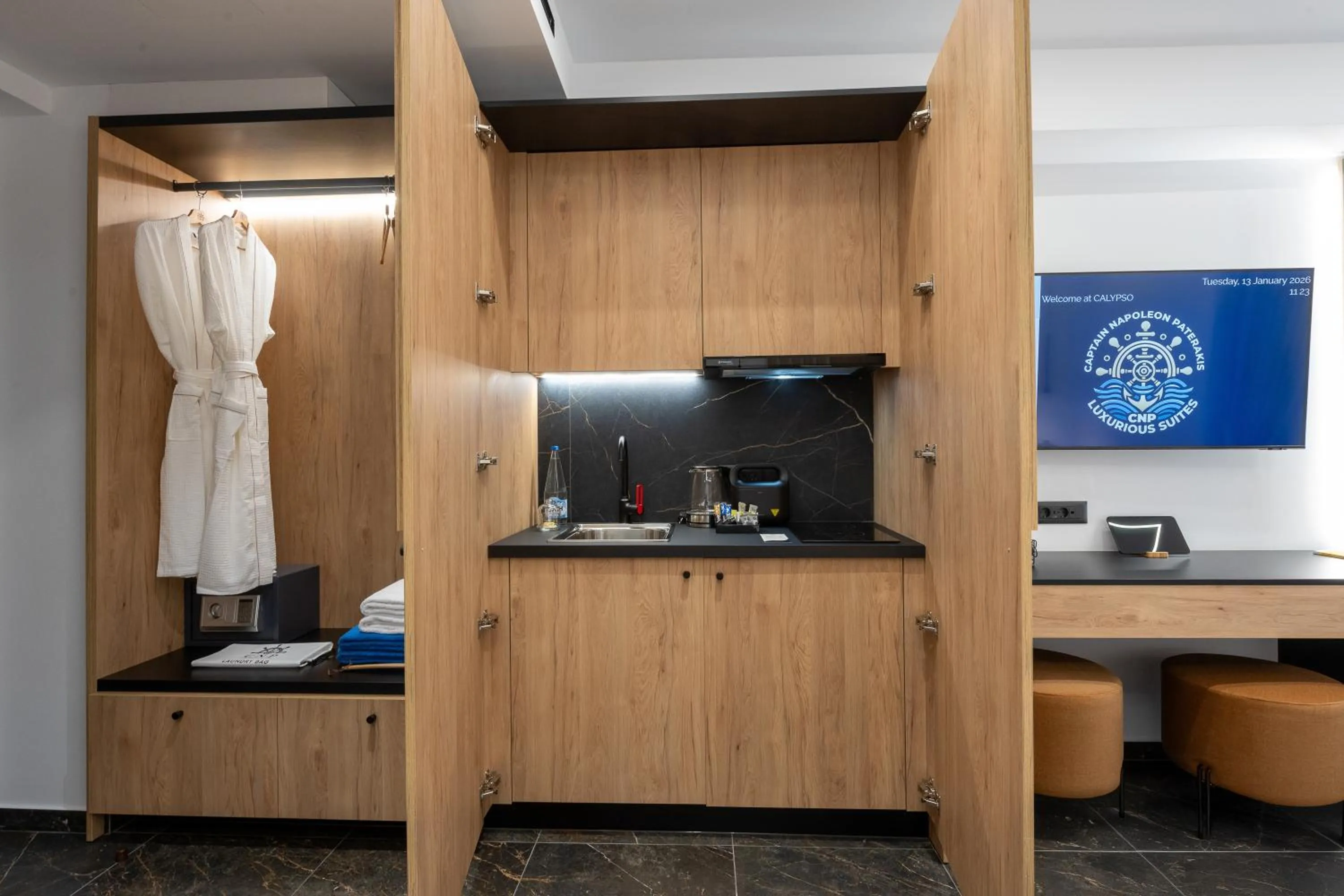 wardrobe in Captain Napoleon Paterakis CNP Luxurious Suites