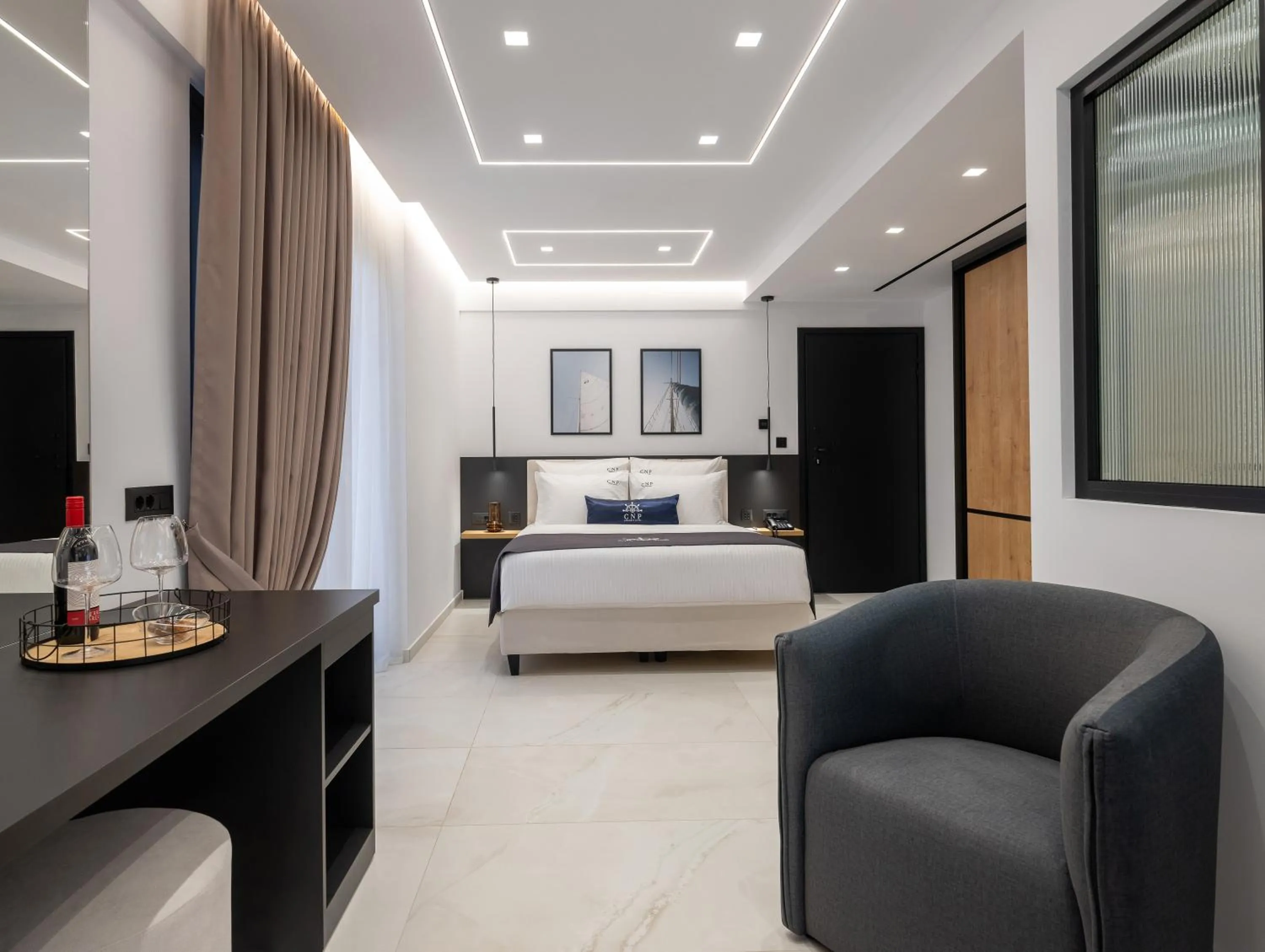 Bed in Captain Napoleon Paterakis CNP Luxurious Suites