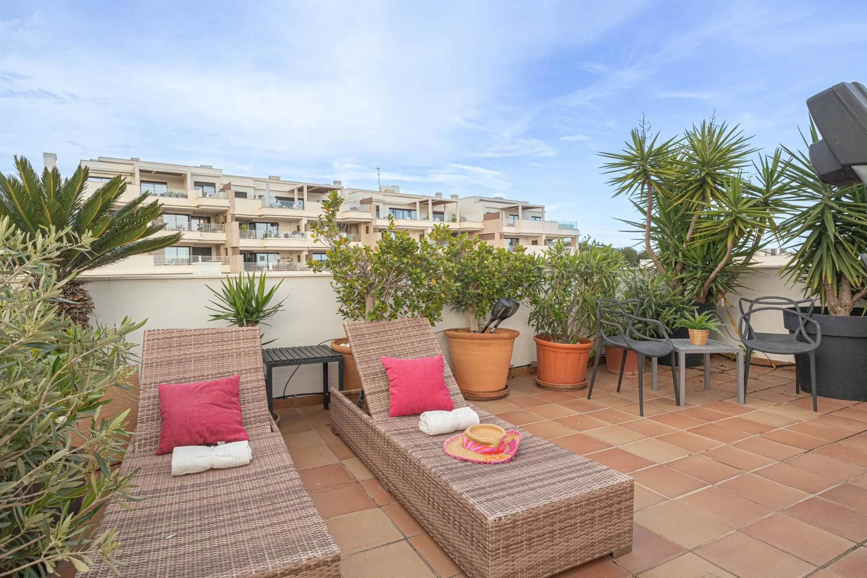 Balcony/Terrace in Luxury Cala Blanca Walking To Beach - Happy Rentals