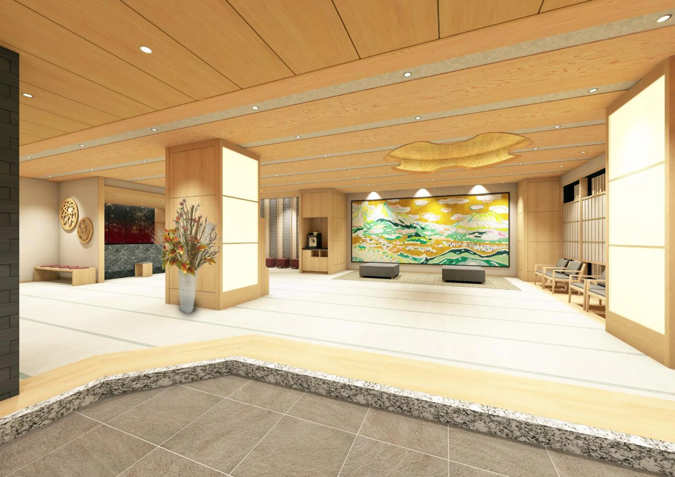 Lobby or reception in Natural Hot Spring Higo no Yu Onyado Nono Kumamoto