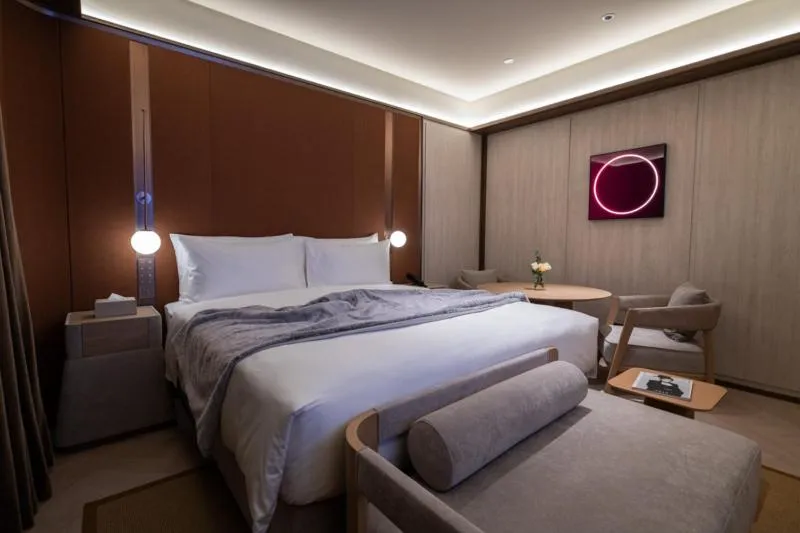 Bed in Shanghai Changfeng Business District Orange Crystal Hotel