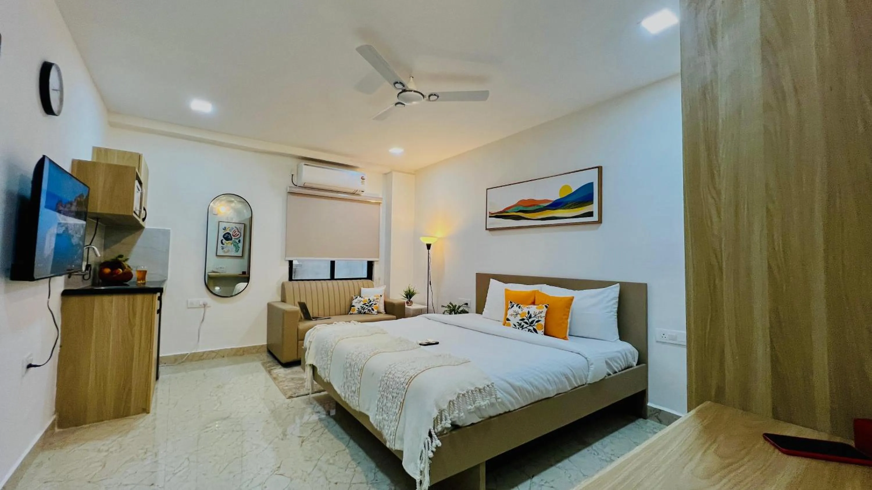 Bed in Olive Serviced Apartments - HICC Hitex Hyderabad