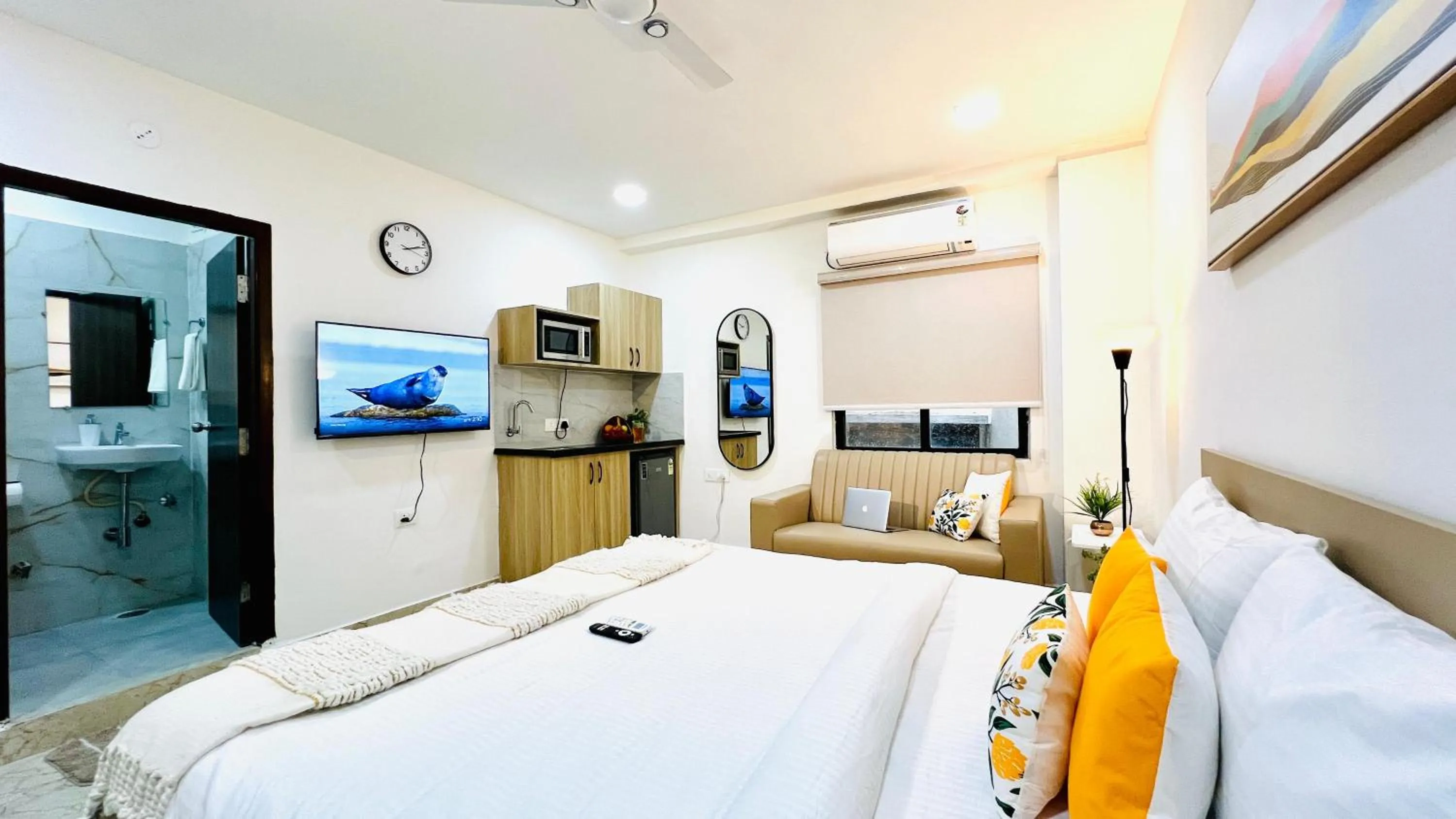 Bed in Olive Serviced Apartments - HICC Hitex Hyderabad