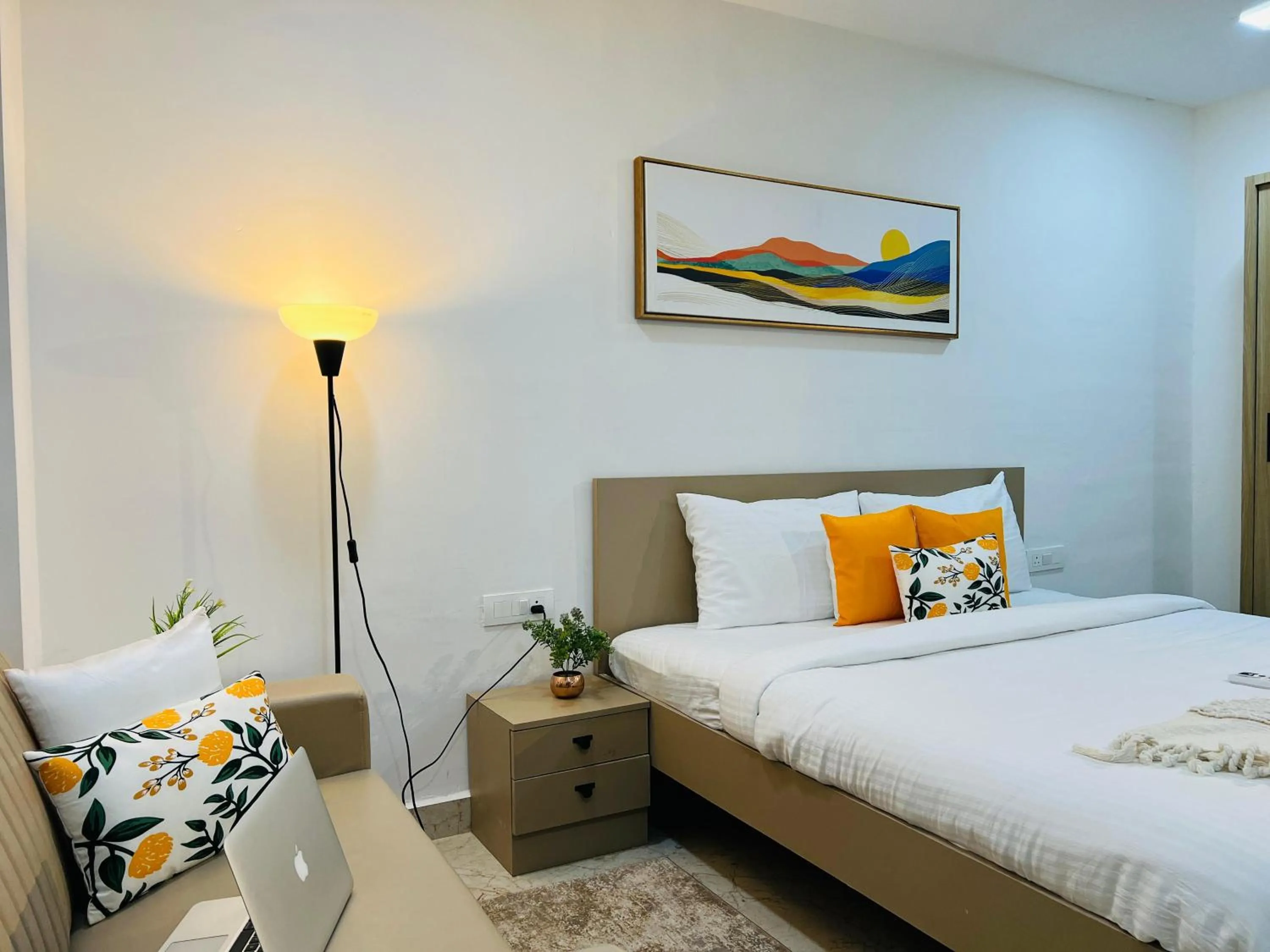 Bed in Olive Serviced Apartments - HICC Hitex Hyderabad