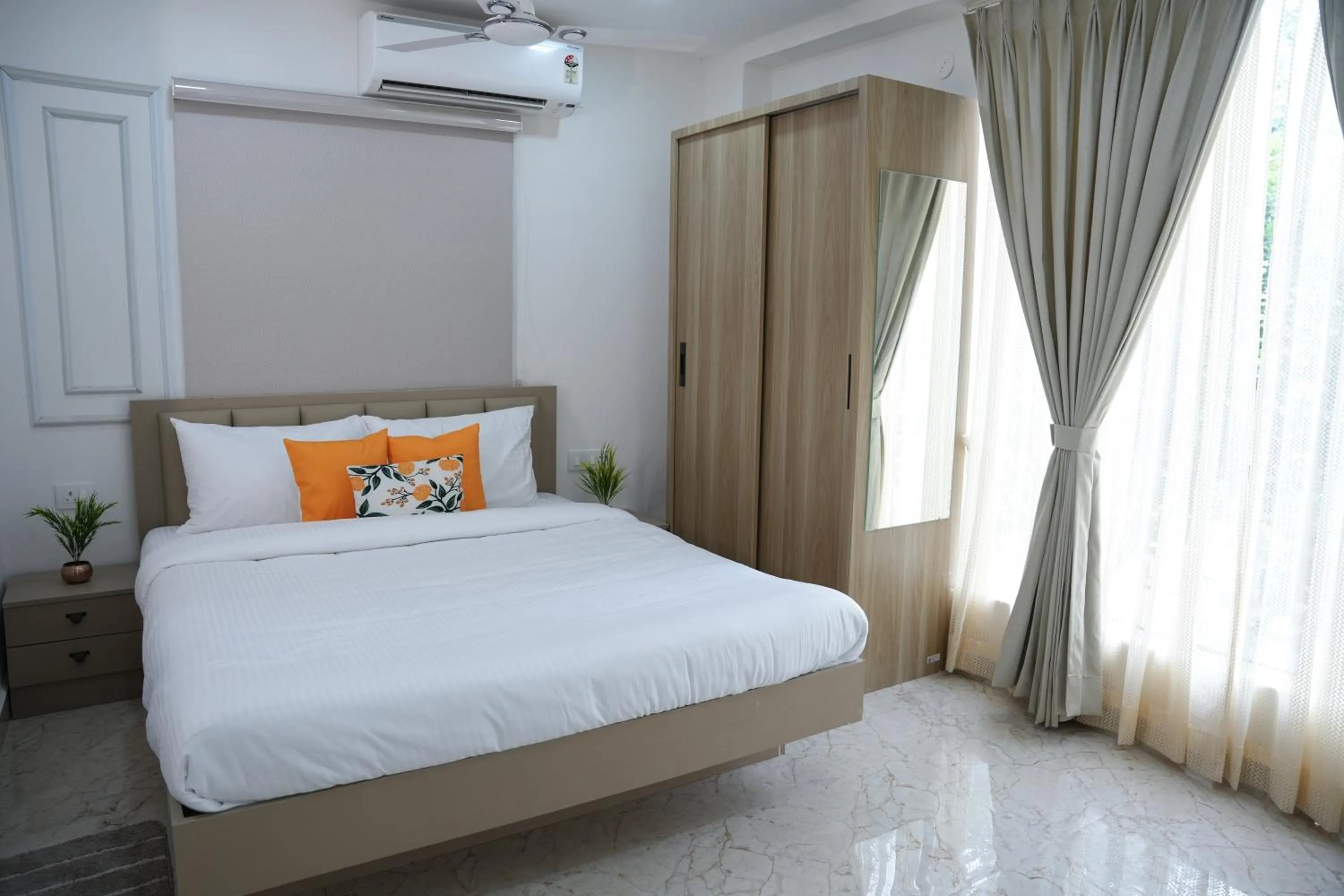Bed in Olive Serviced Apartments - HICC Hitex Hyderabad