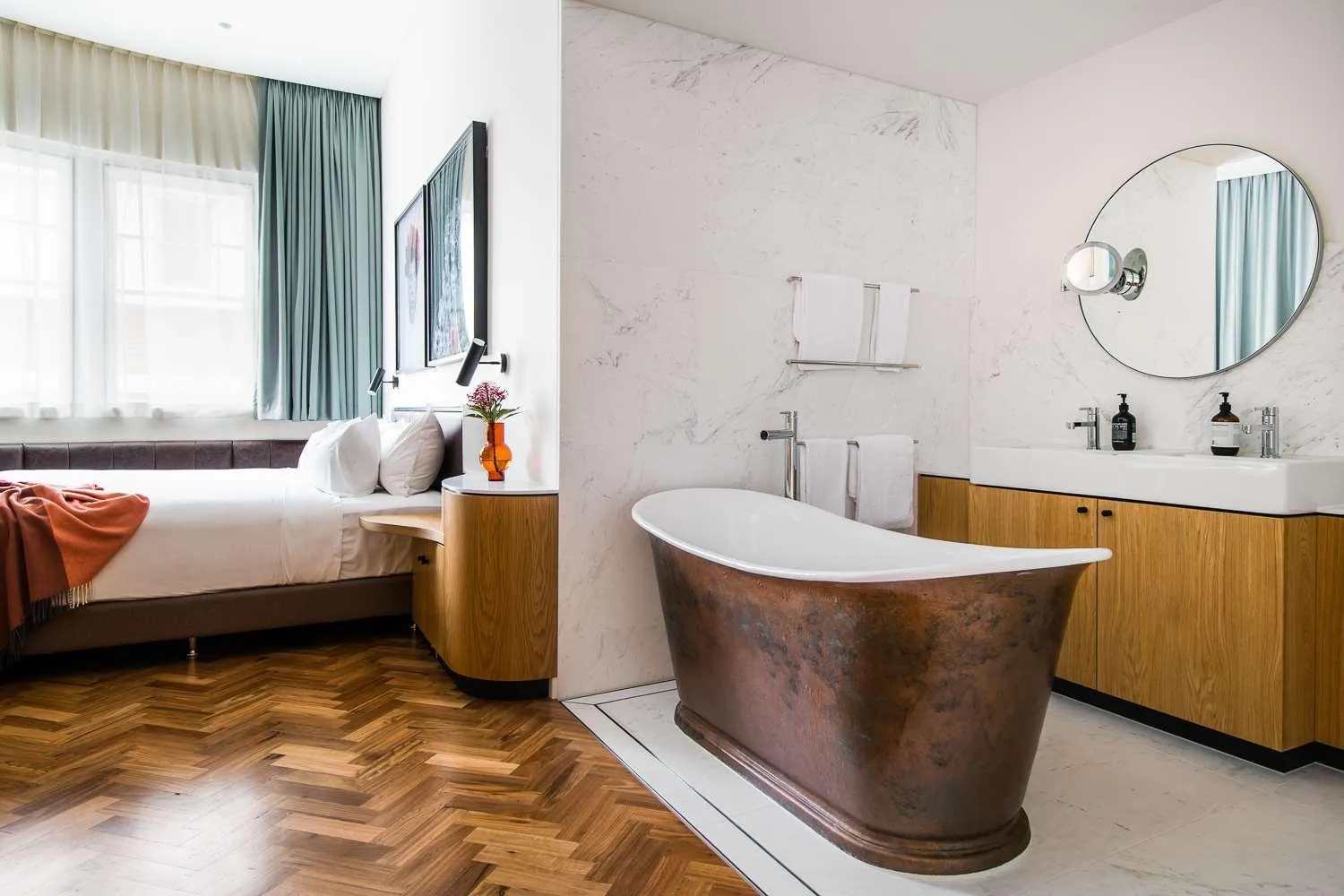 Bathroom, Bed in The Old Clare by Ode Hotels