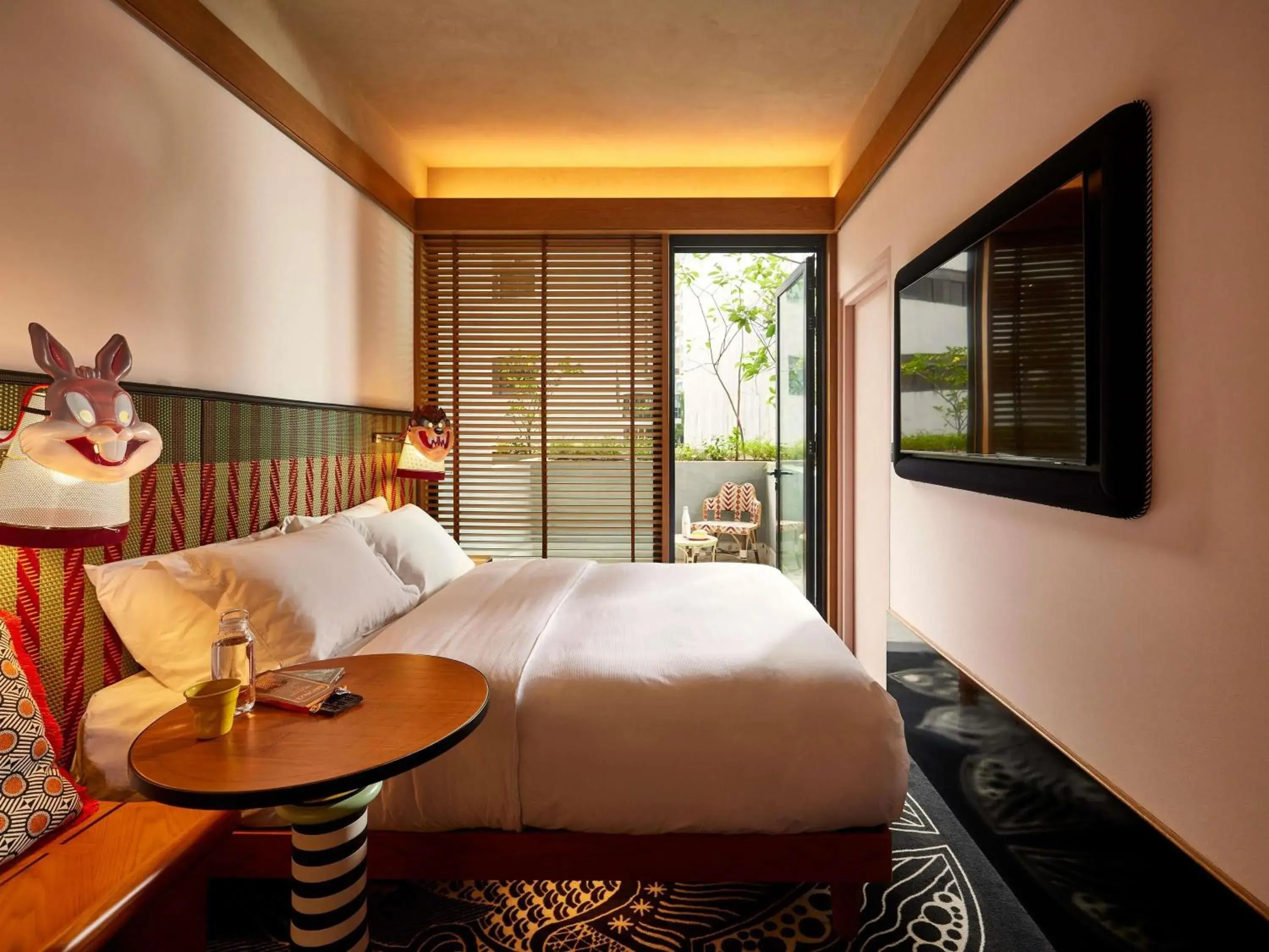 Mama Double Bed or Mama Twin Bed with Terrace in Mama Shelter Singapore Orchard Mama Double Bed or Mama Twin Bed with Terrace in Mama Shelter Singapore Orchard