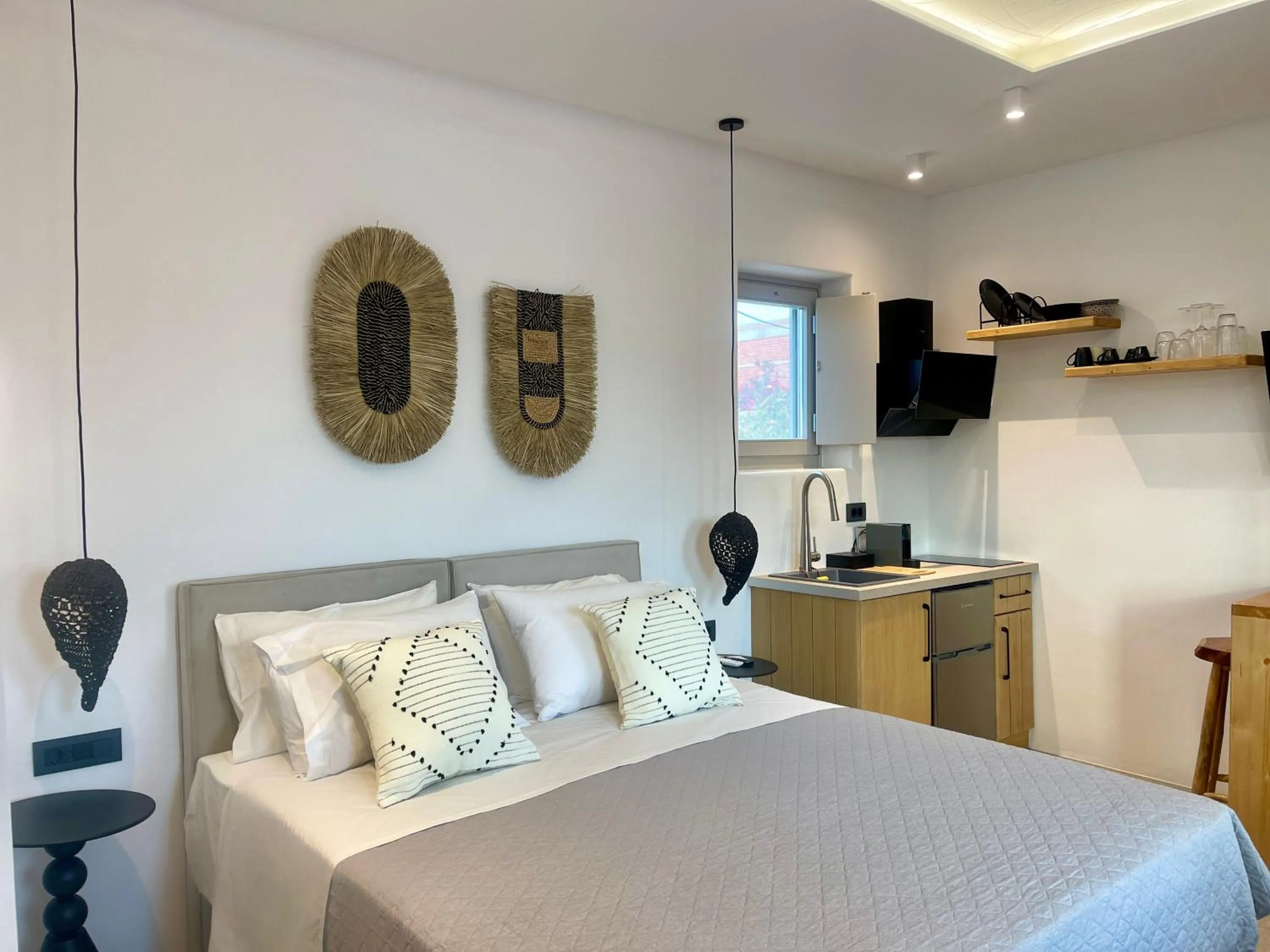 Bed in Mykonos Dot Suites