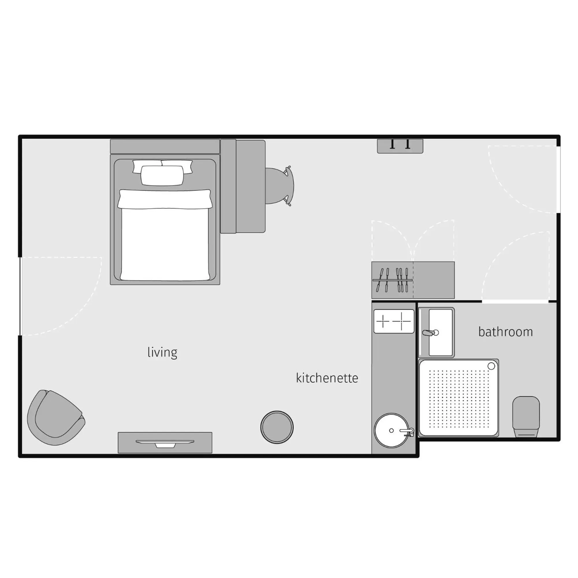 Photo of the whole room in smartments Hamburg Hamm