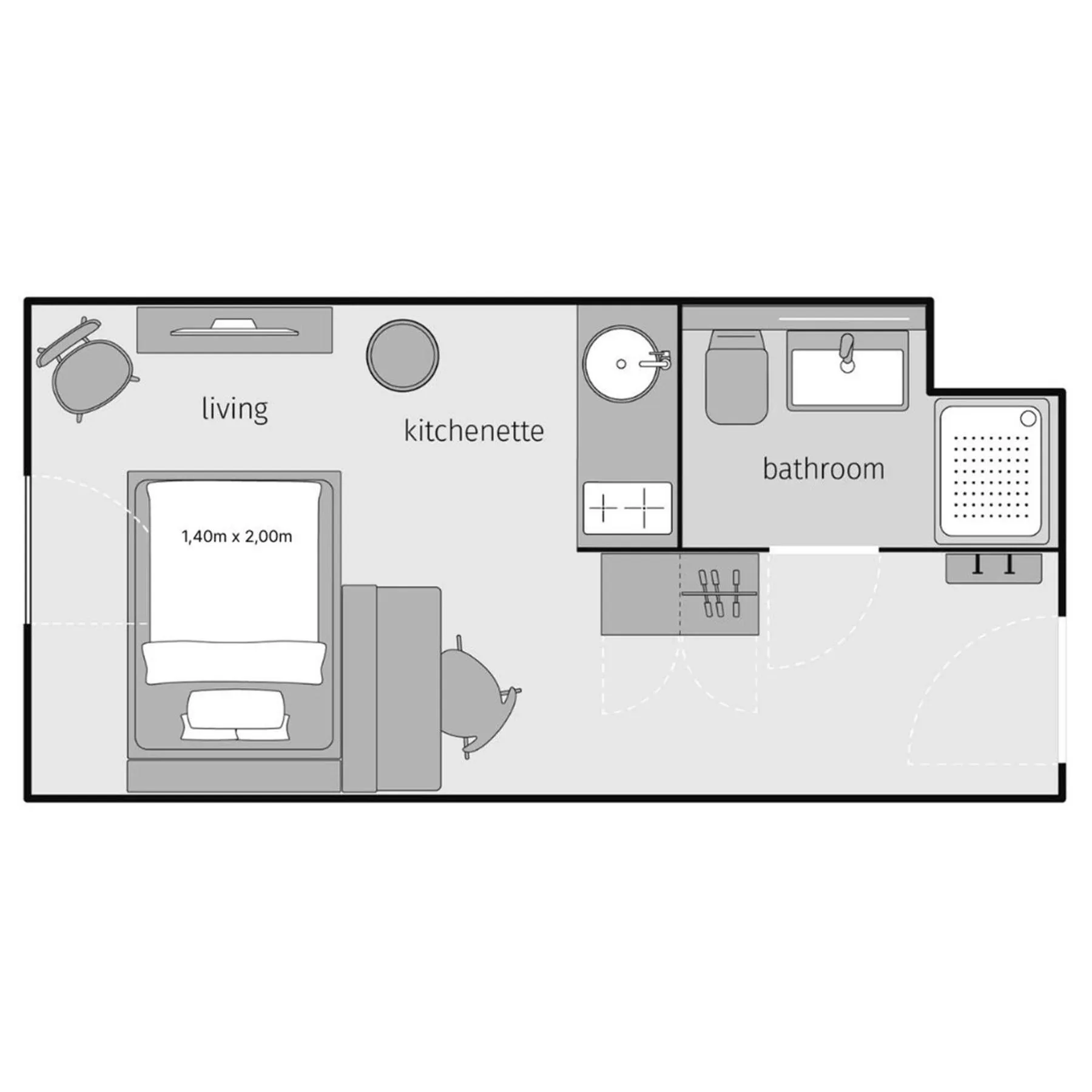 Photo of the whole room in smartments Hamburg Hamm