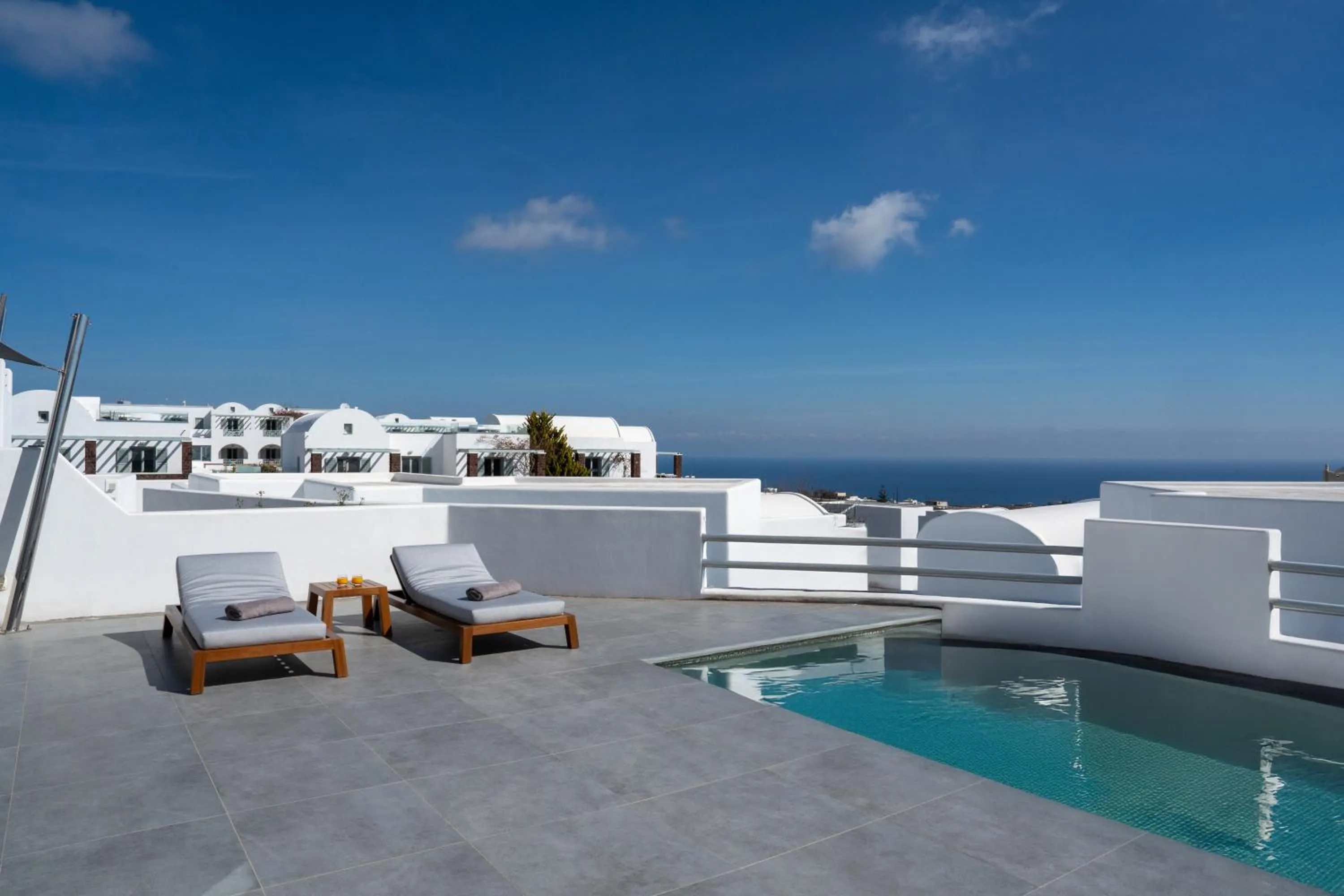 Signature Aqua Retreat Two Stories Villa With Private Pool & Outdoor Jacuzzi in Oikos Santorini Living Concept
