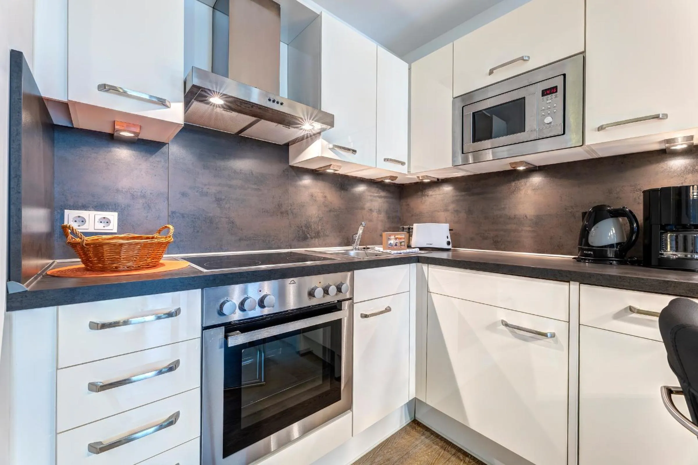 Kitchen or kitchenette in Residenz am Balmer See - BS 10 mit Wellnessbereich