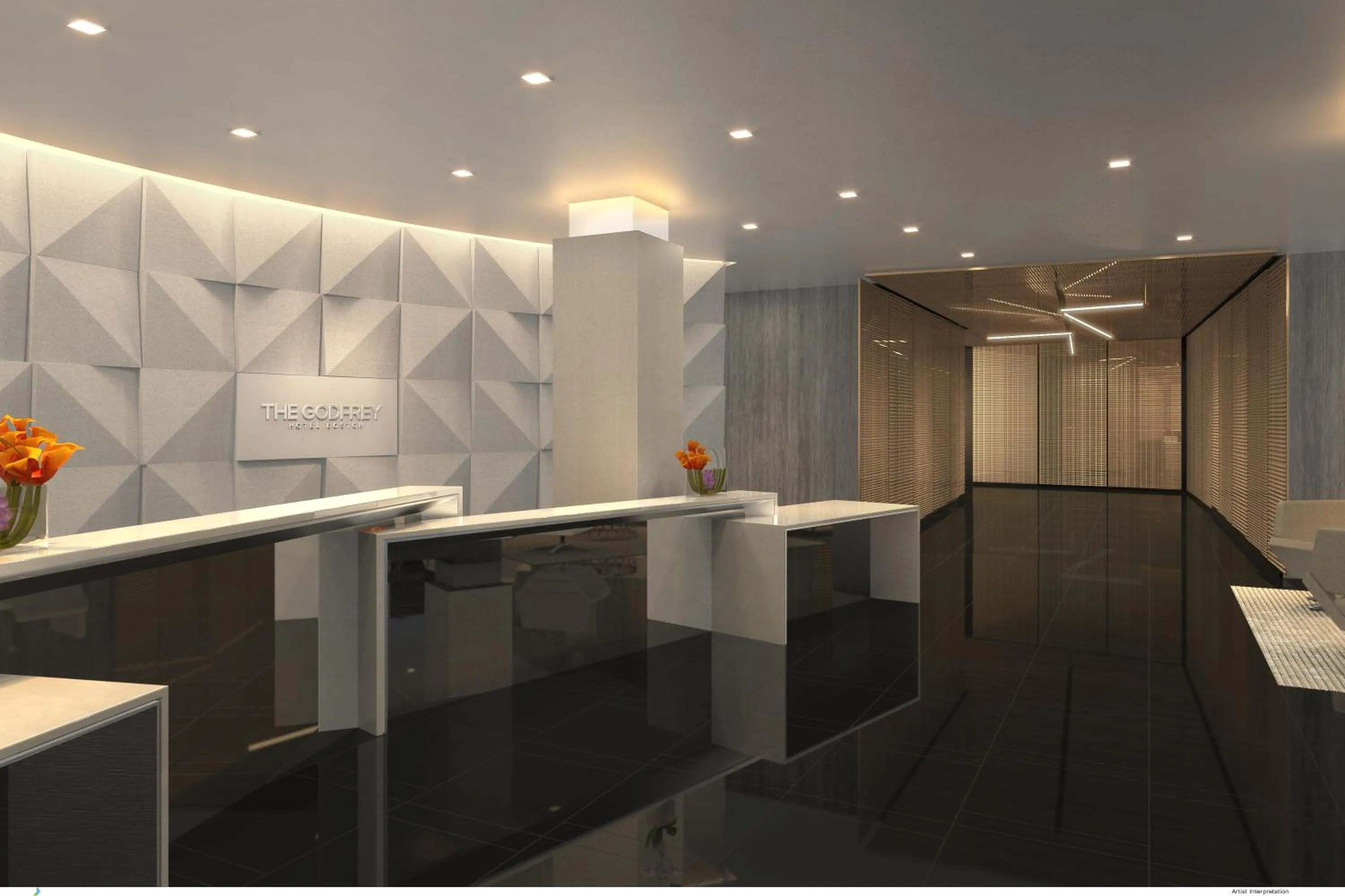 Lobby or reception in The Godfrey Hotel Boston