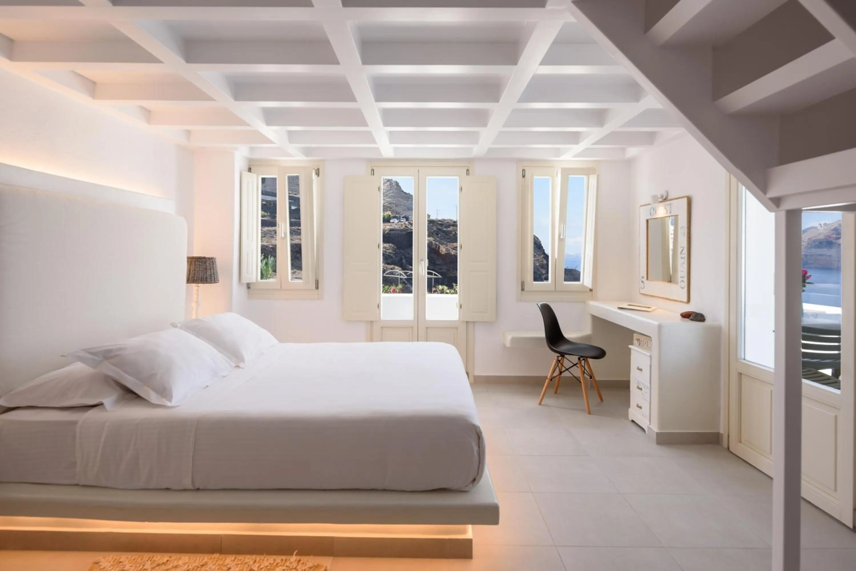 View (from property/room), Bed in Ode Villa Oia Caldera & Sunset View