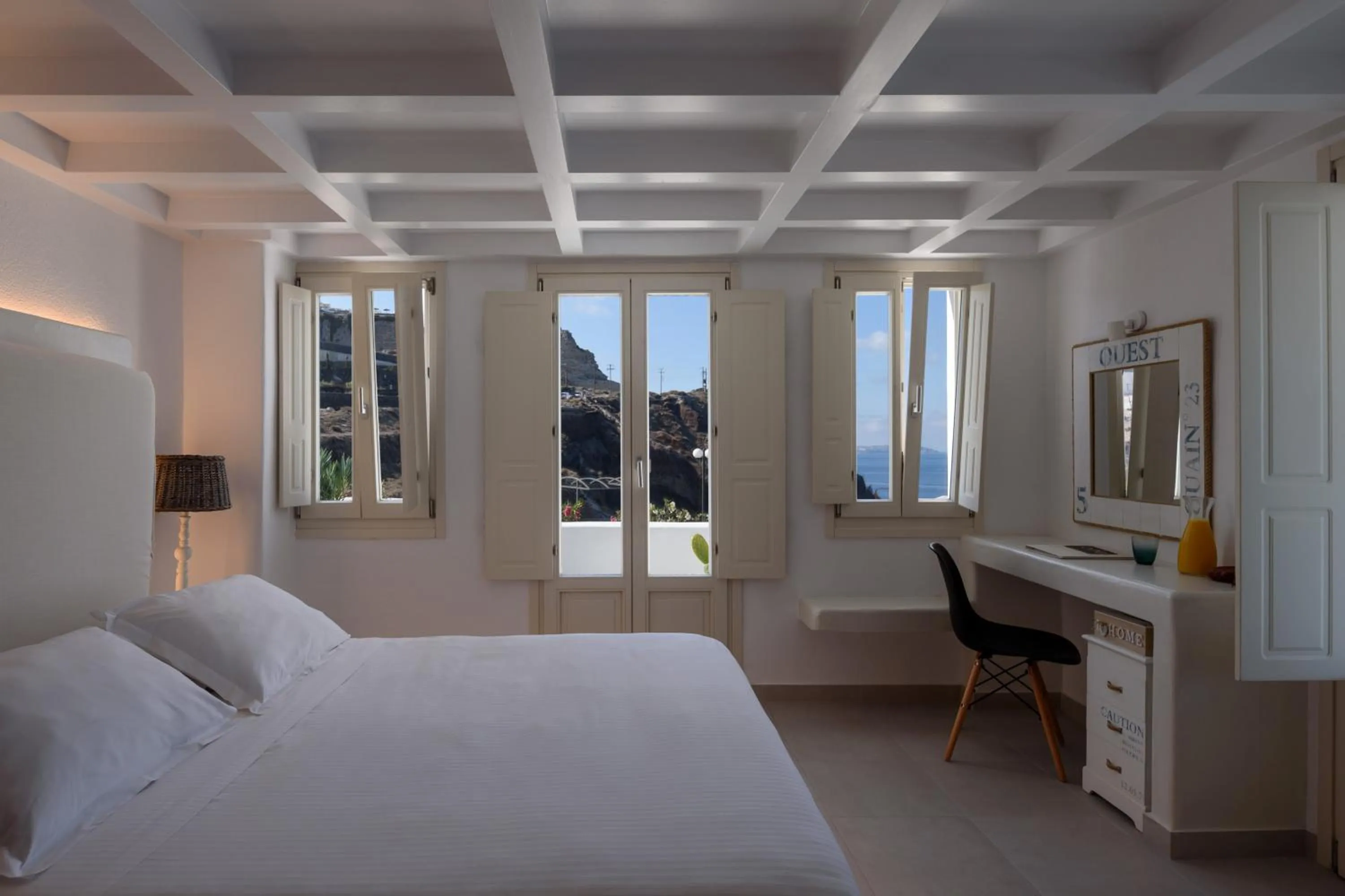 View (from property/room), Bed in Ode Villa Oia Caldera & Sunset View
