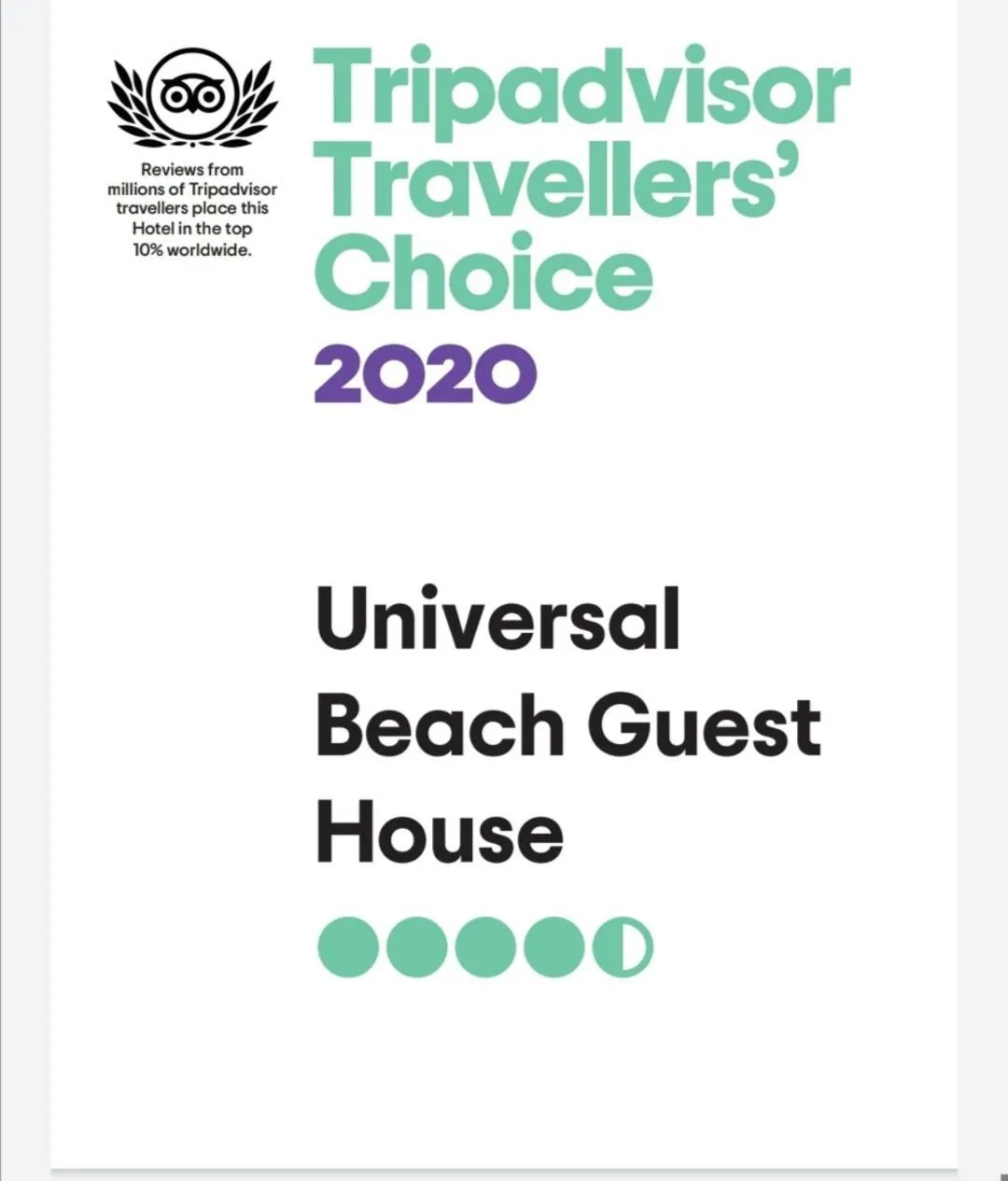 Certificate/Award in Hotel Universal Beach