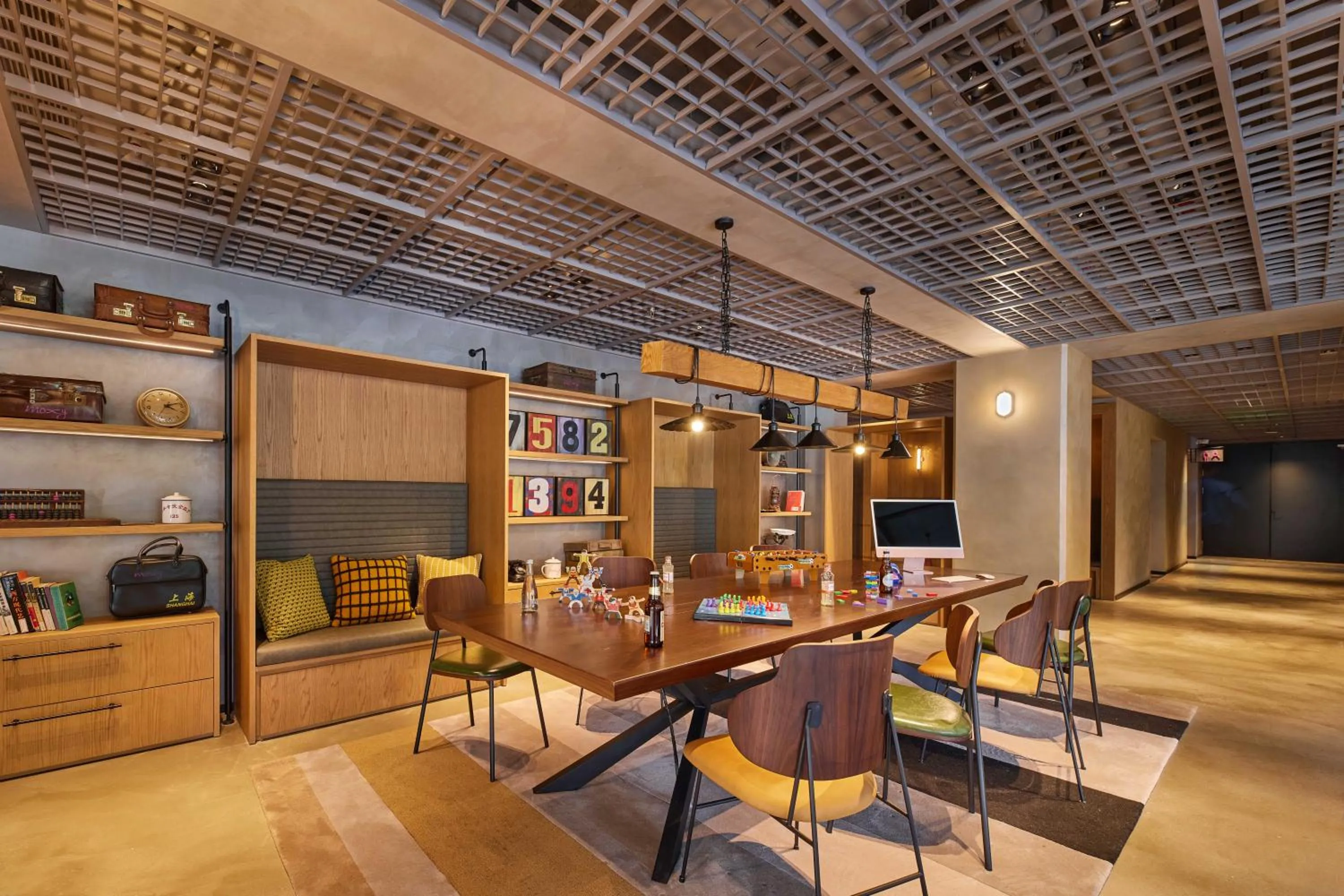 Communal lounge/ TV room in Moxy Shanghai Putuo