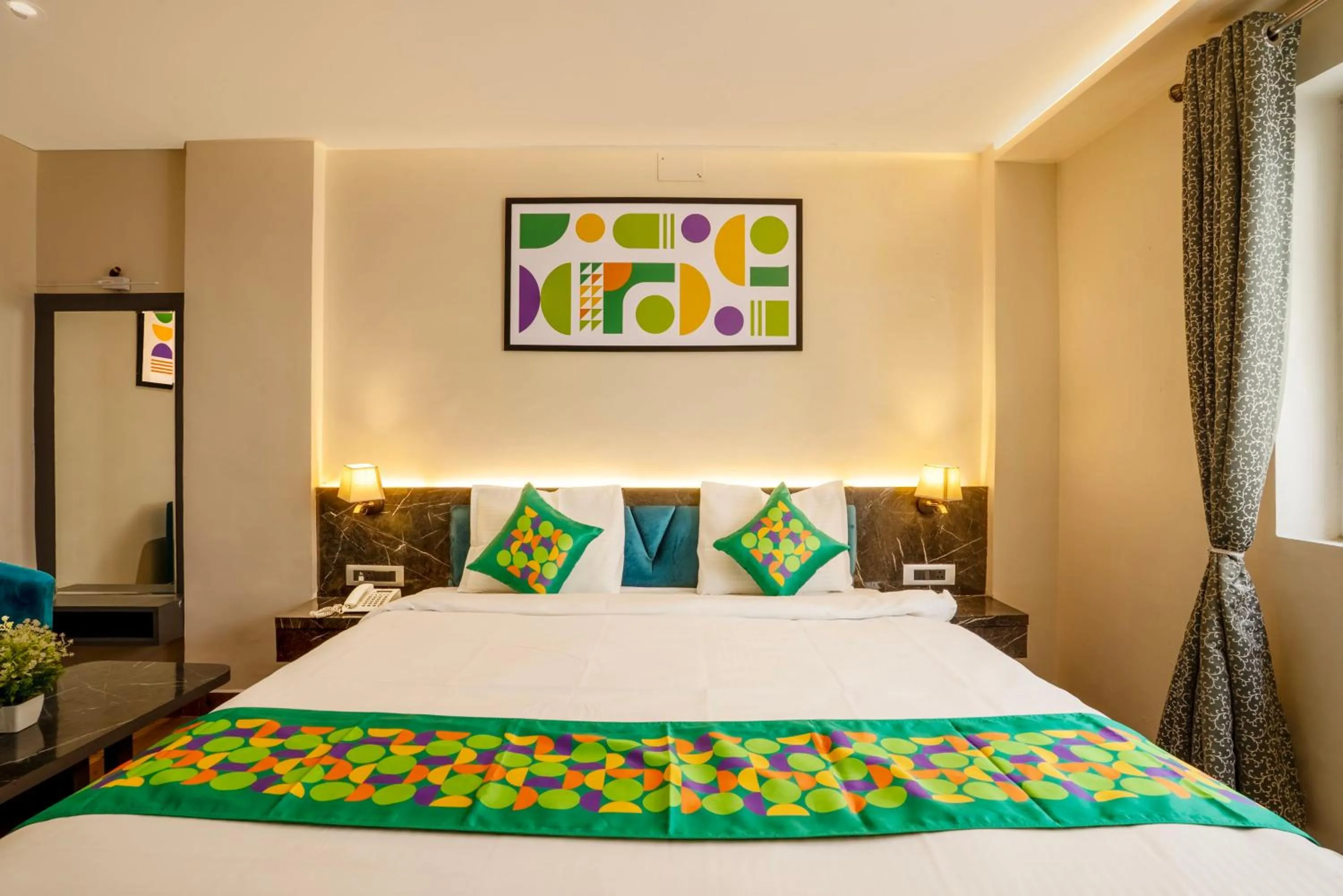 Bedroom, Bed in Treebo Golden Leaf