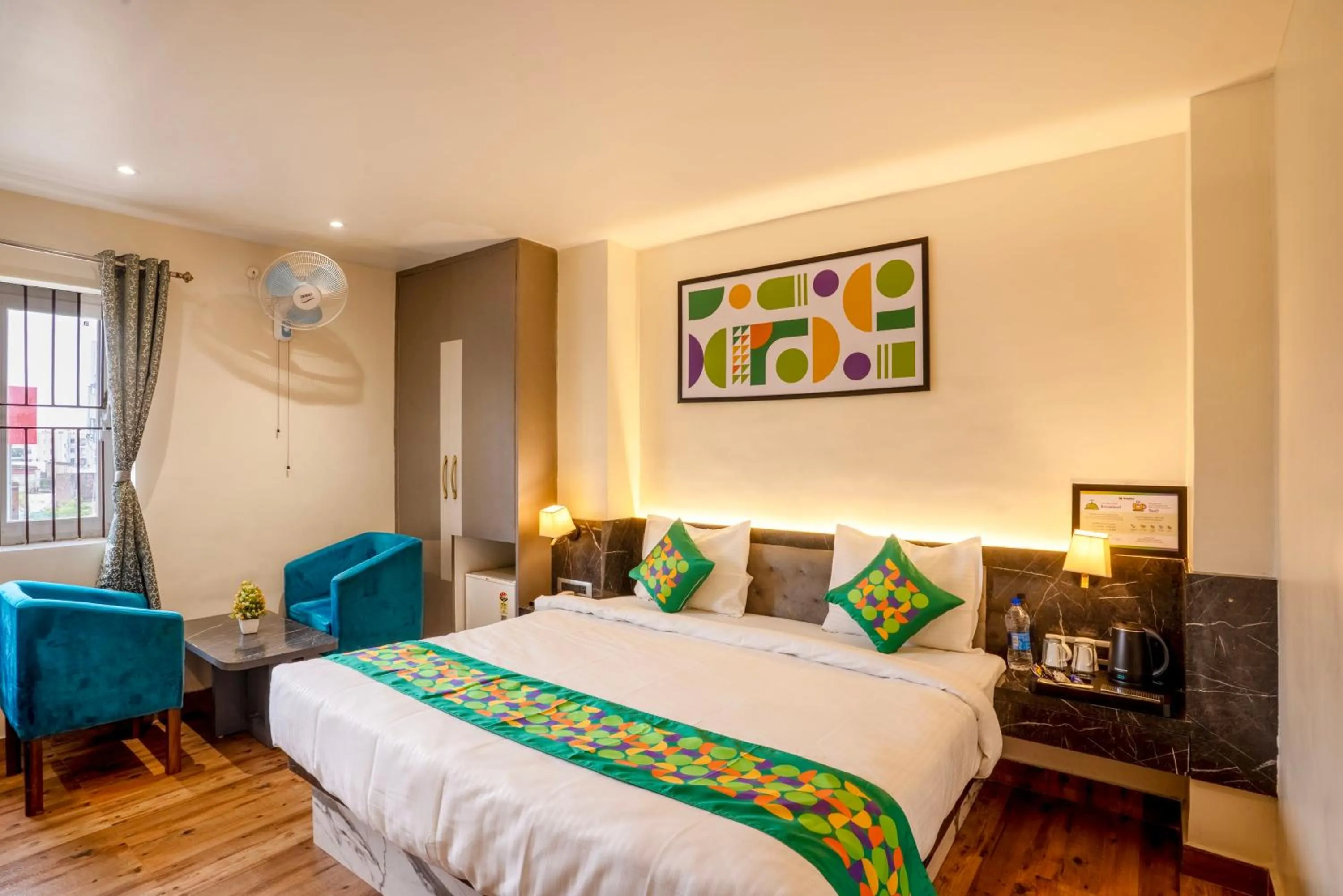 Bedroom, Bed in Treebo Golden Leaf