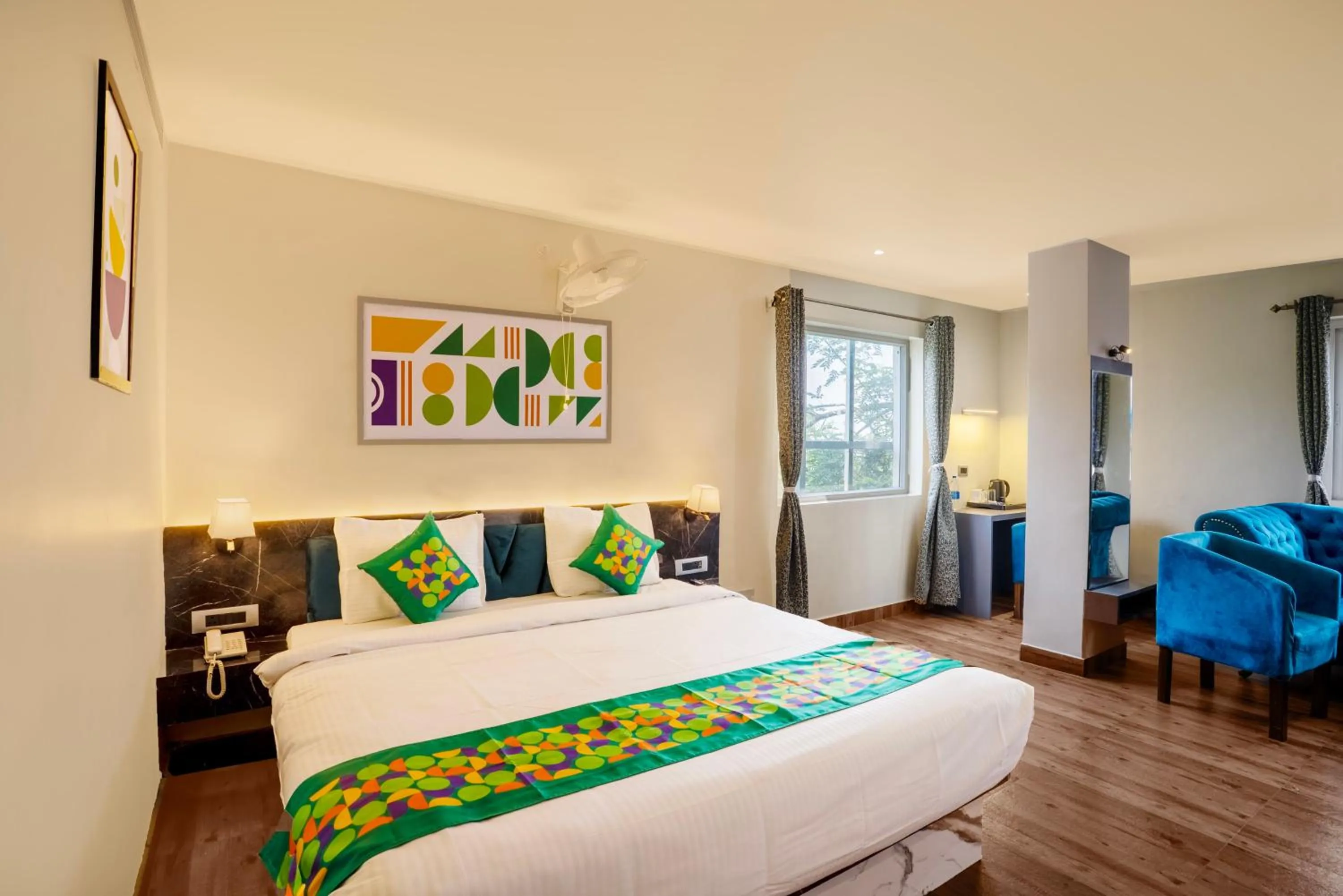 Bedroom, Bed in Treebo Golden Leaf