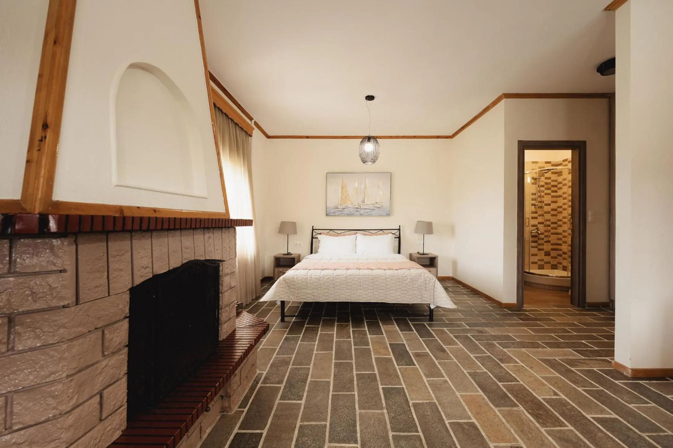Bedroom, Bed in Kalisun Pool House by Georgalas