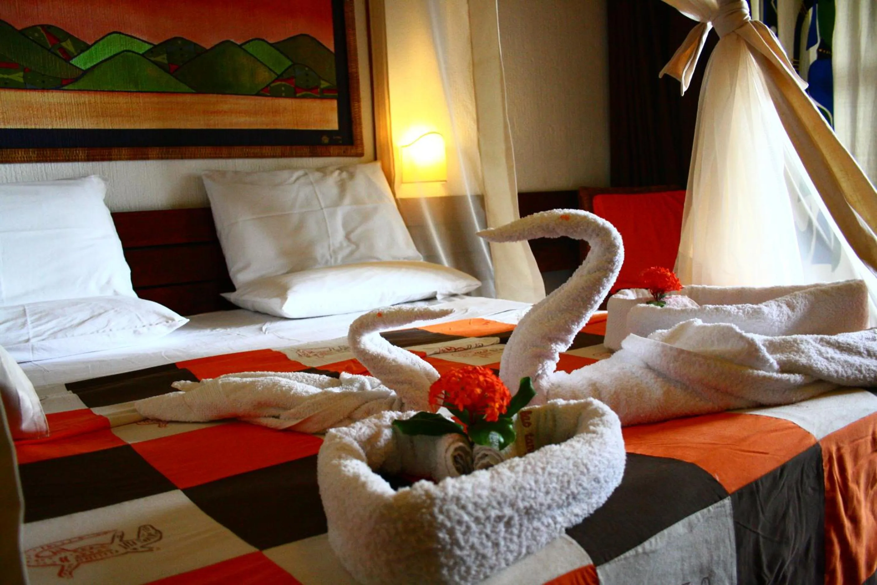Decorative detail, Bed in Hotel Club du Lac Tanganyika