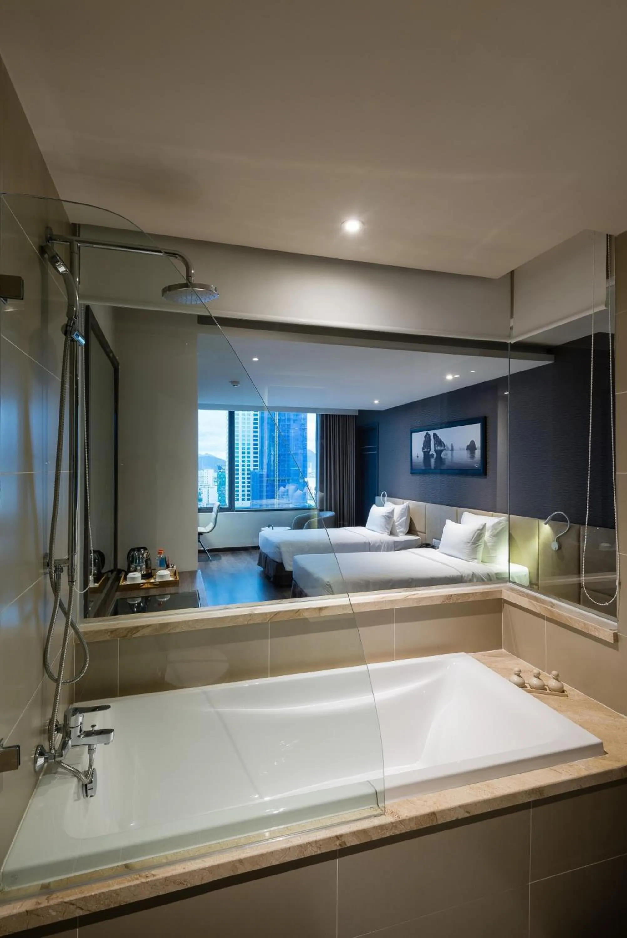 Bath, Bed in Alana Nha Trang Beach Hotel