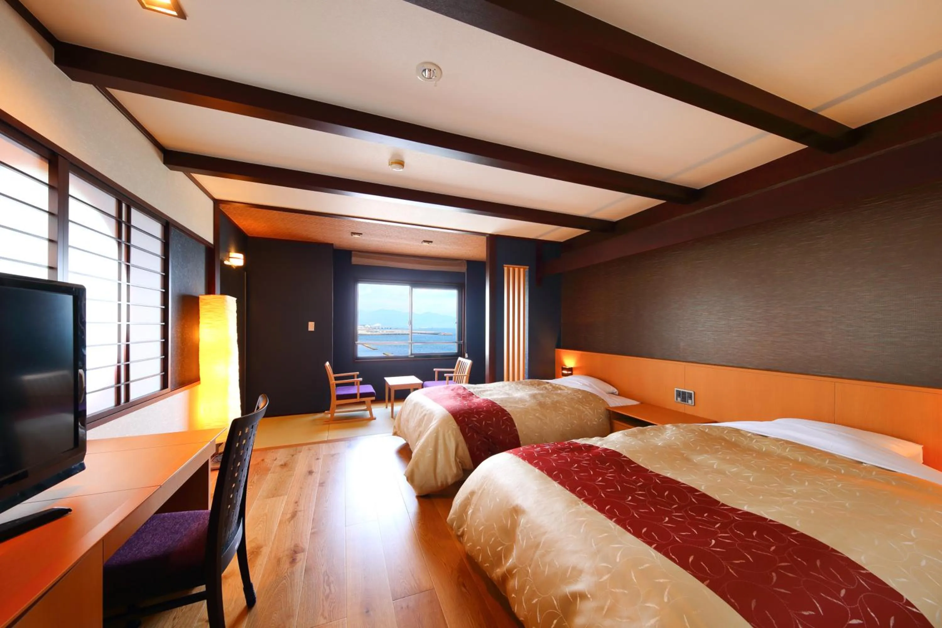 Bed in Seaside Hotel Mimatsu Ooetei