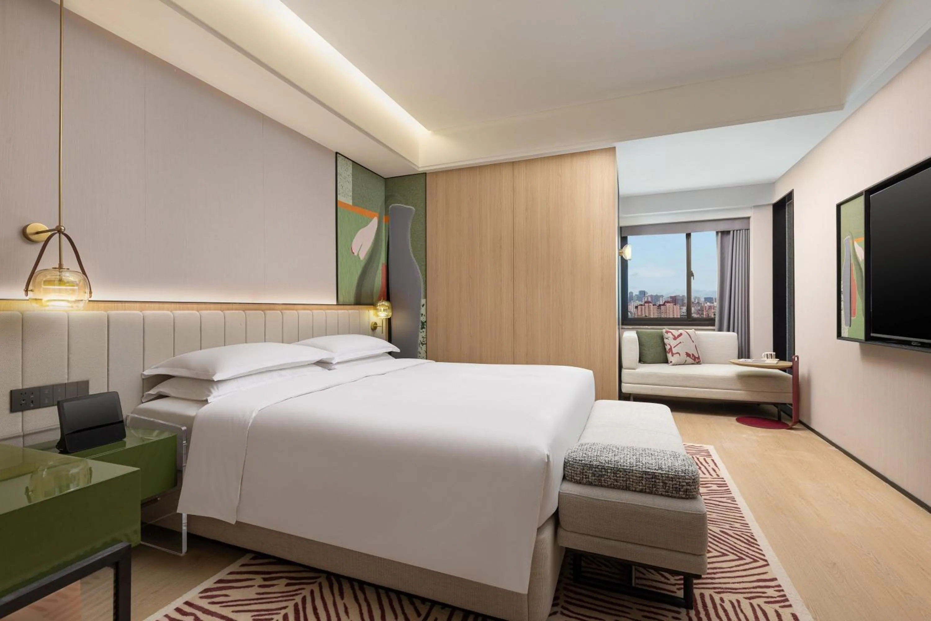 Photo of the whole room, Bed in Atwell Suites Shanghai by IHG, Wuning Road Global Harbor Branch