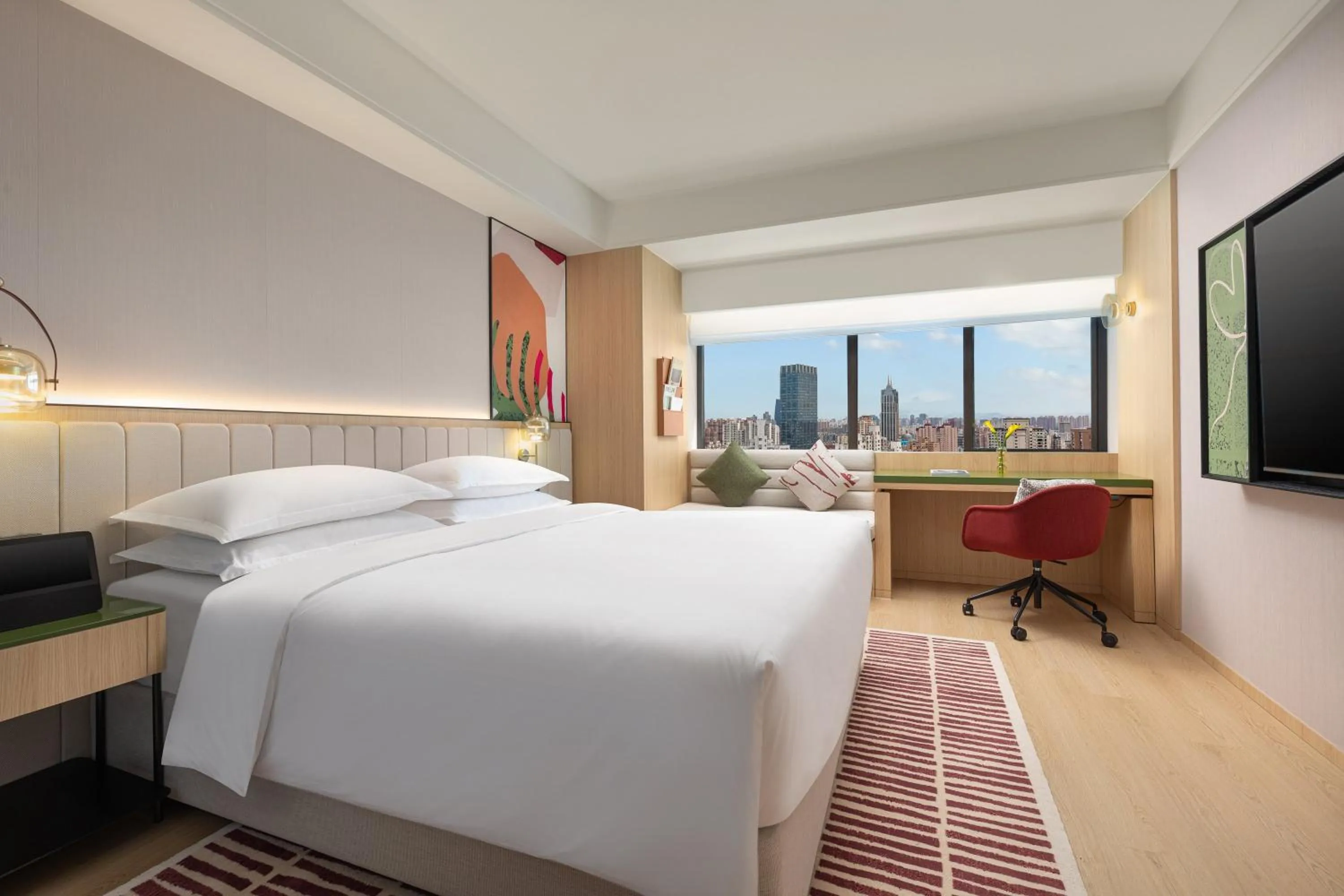 Photo of the whole room, Bed in Atwell Suites Shanghai by IHG, Wuning Road Global Harbor Branch