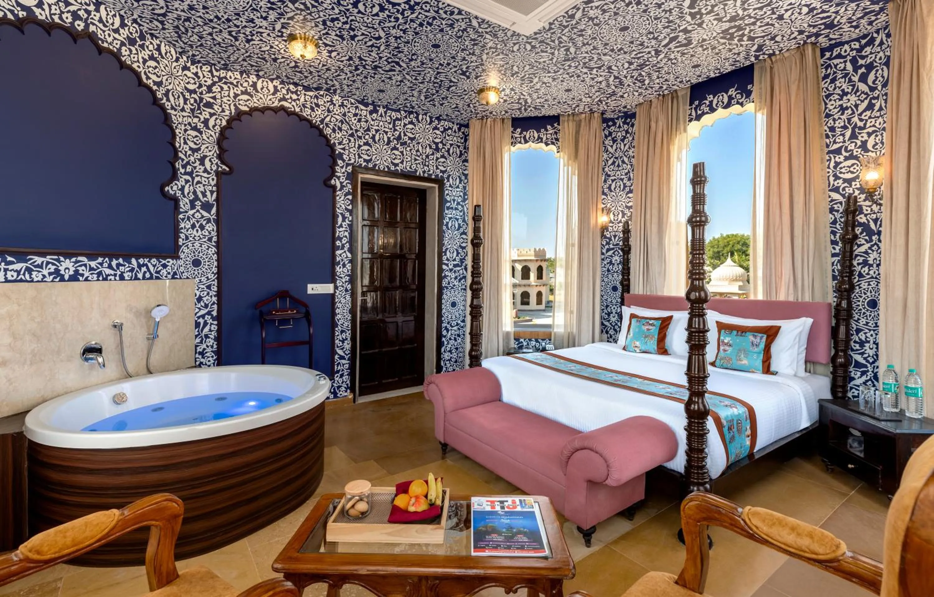 Hot Tub, Bed in Kesar Bagh Palace Chittorgarh