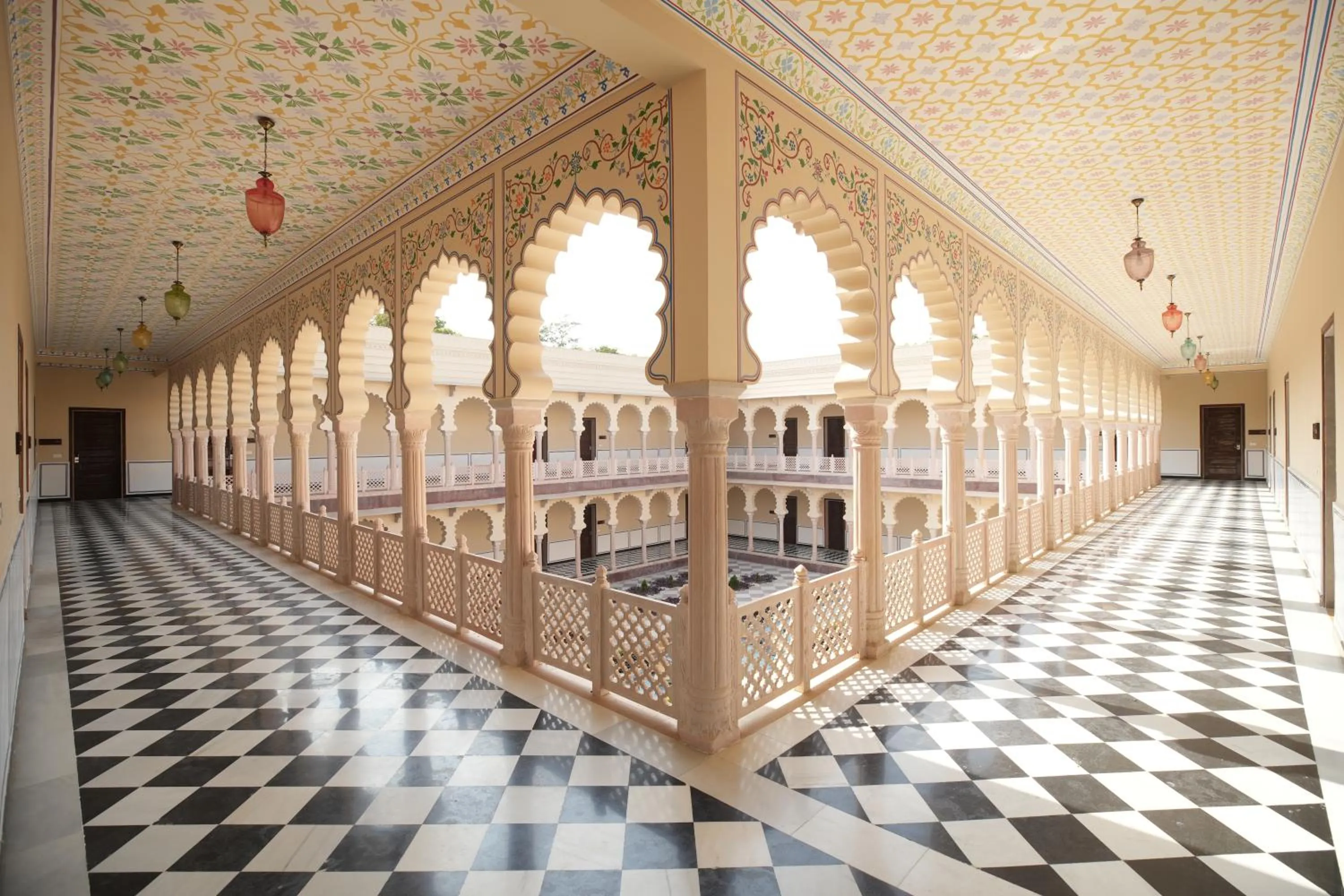 Inner courtyard view in Kesar Bagh Palace Chittorgarh