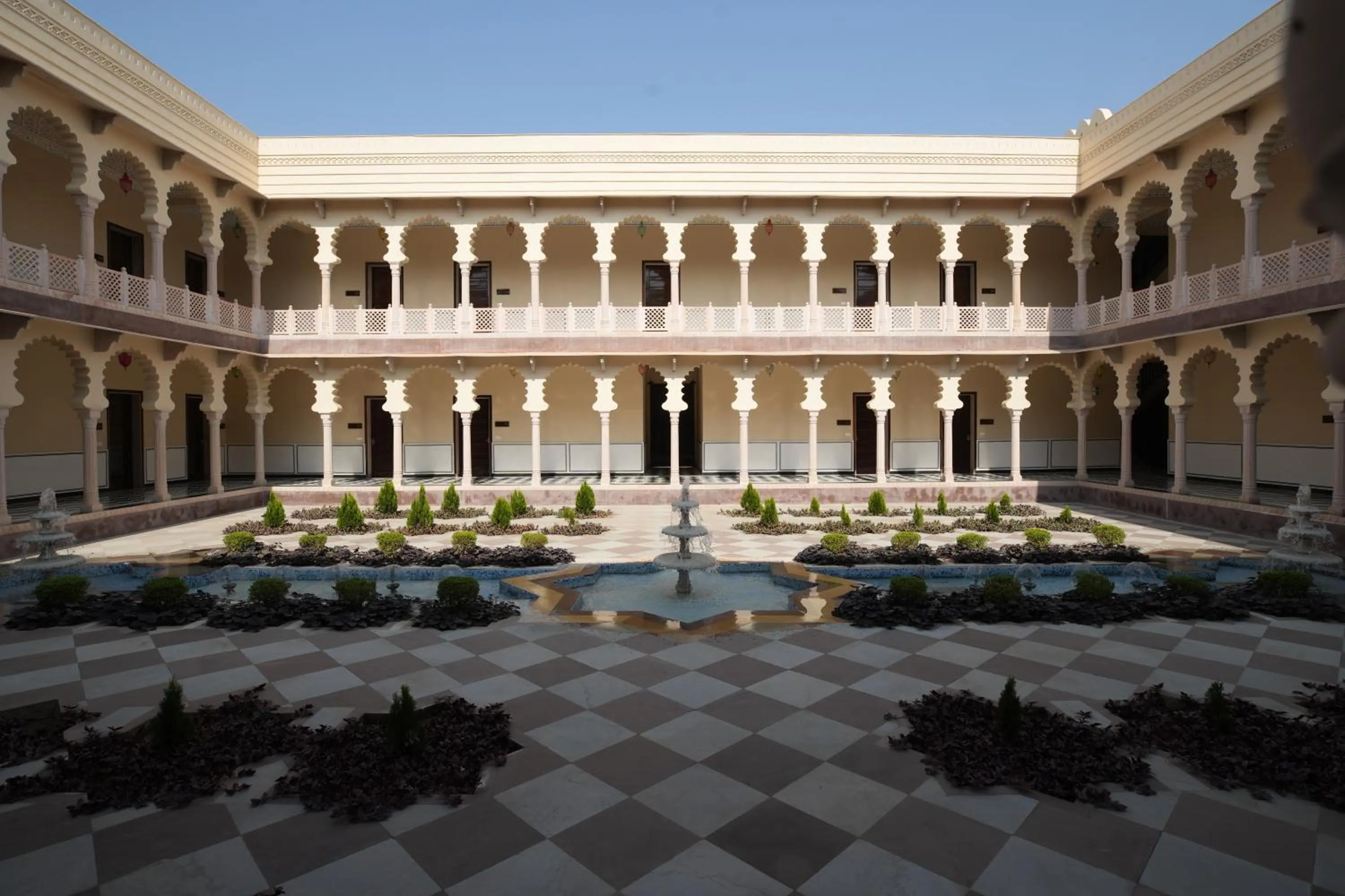 Inner courtyard view in Kesar Bagh Palace Chittorgarh